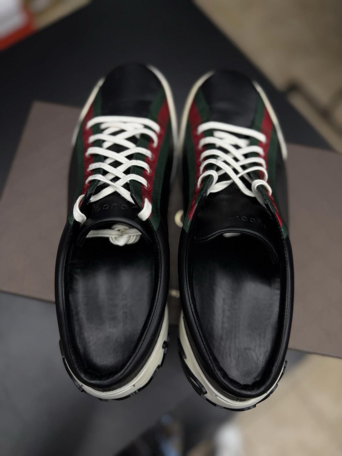 Gucci GUCCi Boulevard Black Leather Web Sneakers Gucci 9.5G/10US Size US 10 / EU 43 - 12 Thumbnail