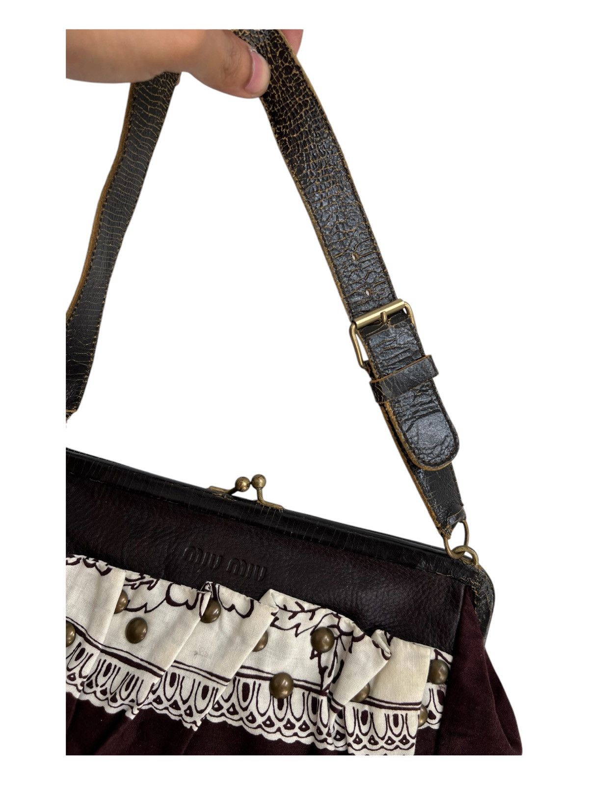 Miu Miu Vintage MIU MIU Archive Studded Hybrid Leather Carry Bag Size ONE SIZE - 5 Thumbnail