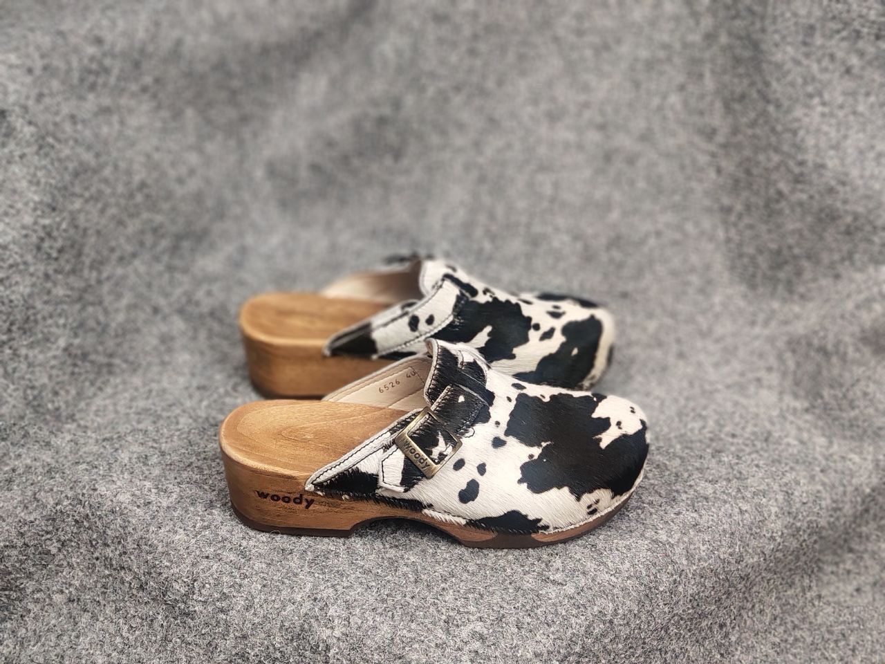 Woody Design Manu Fur W' Leather cowhide Clogs mules Shoes