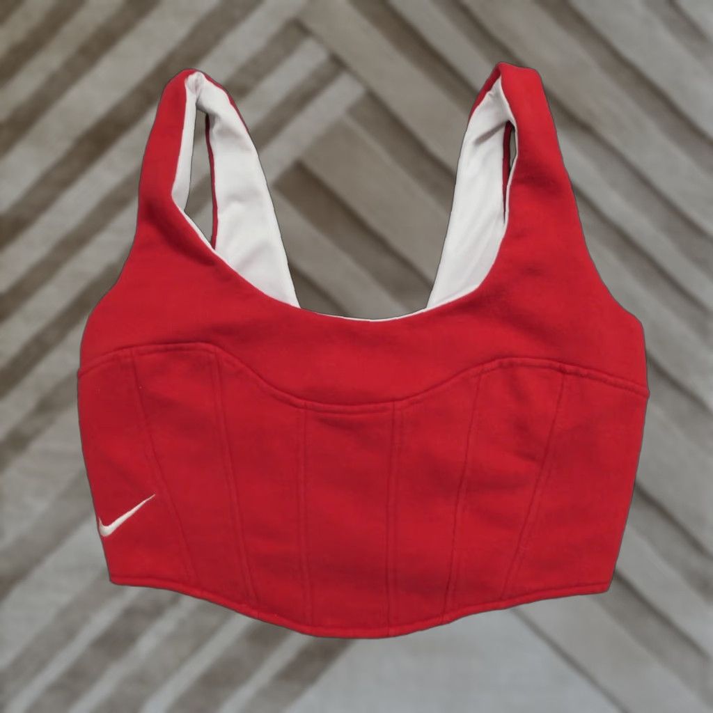 Nike Frankie Collective Nike Bustier Womens Large Top Red White Swoosh Tank Sleeveless Scoop Neck Size L / US 10 / IT 46 - 1 Thumbnail