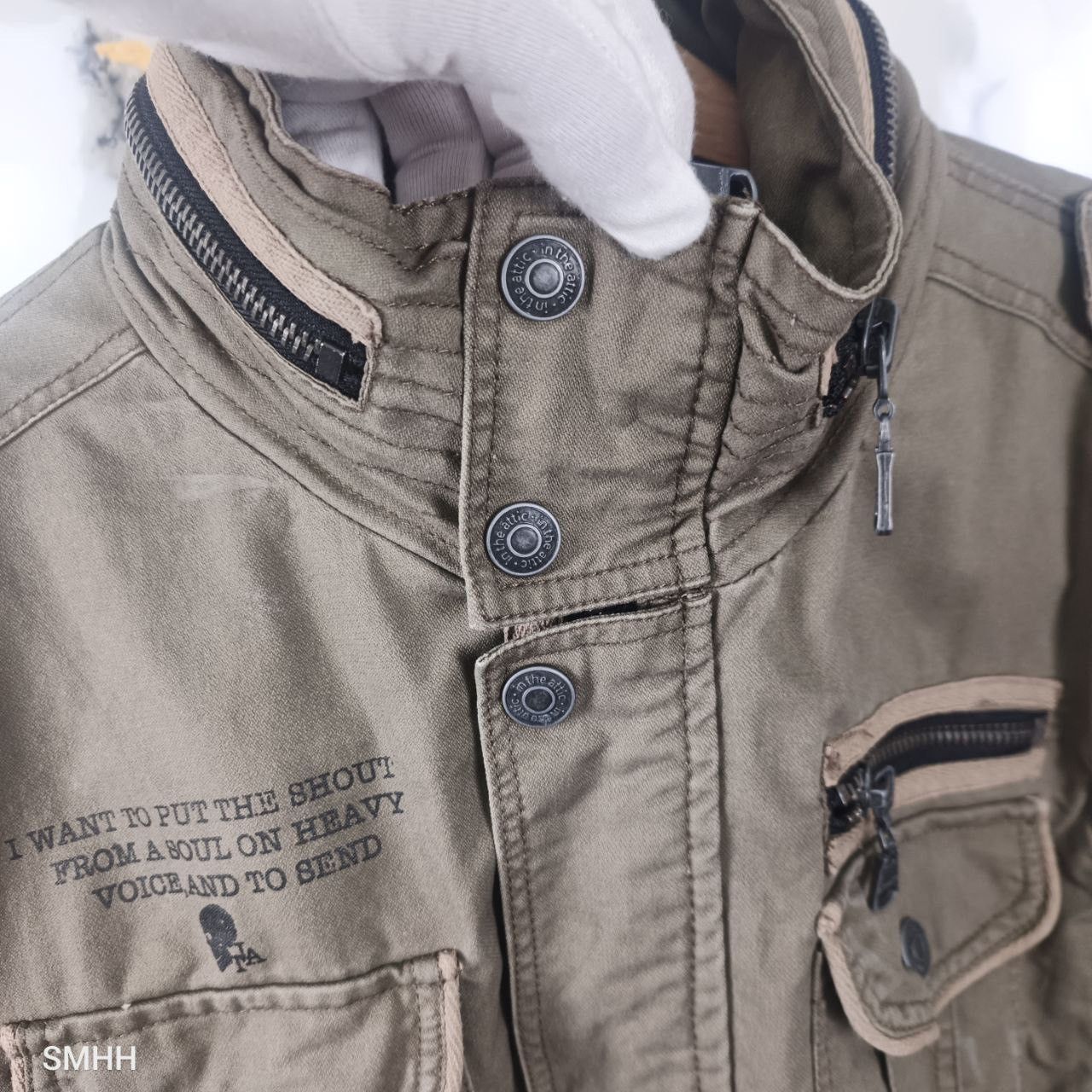 In The Attic 🔥IN THE ATTIC JAPANESE MILITARY PUNK JACKET-HIDDEN HOODIE(L) Size US L / EU 52-54 / 3 - 6 Thumbnail