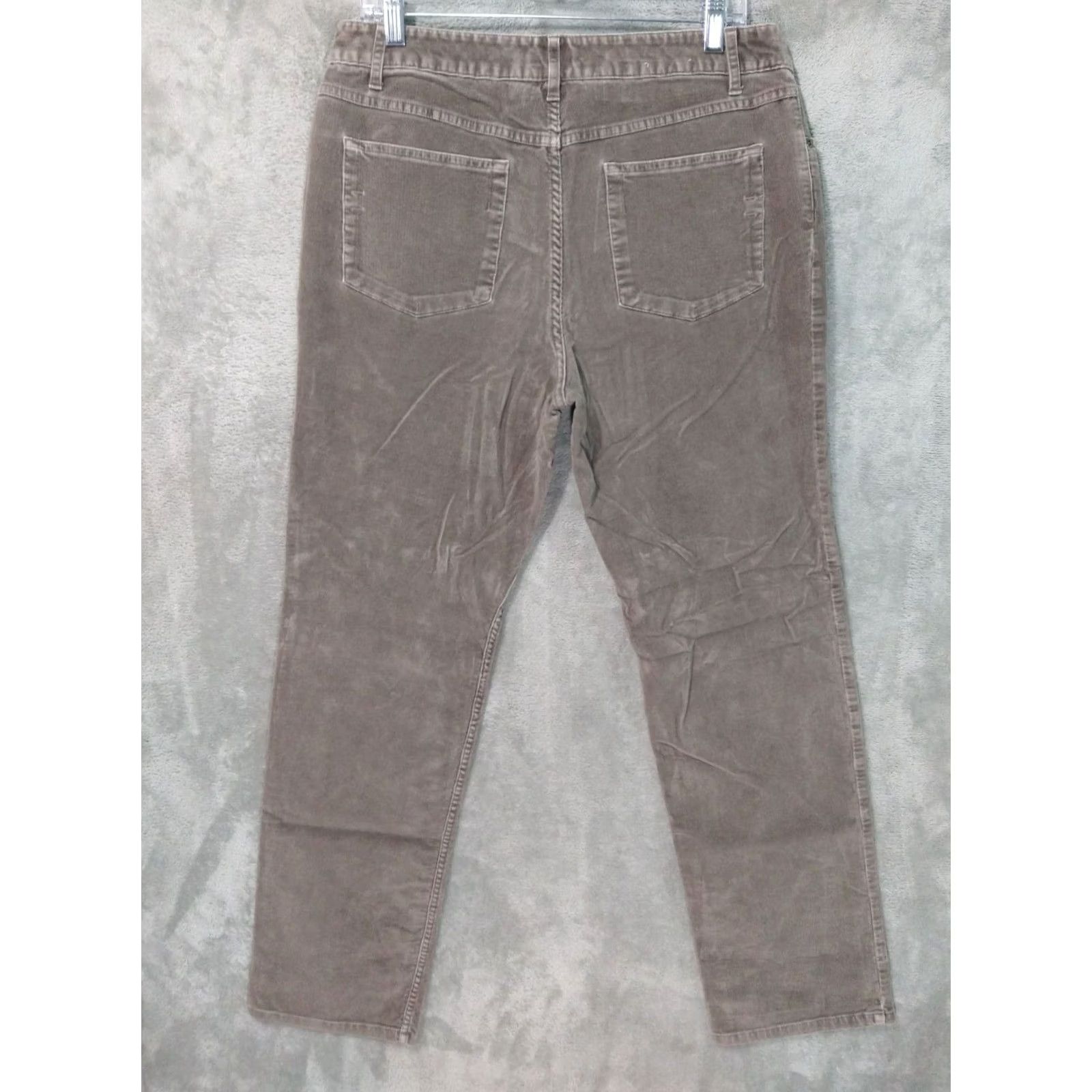 J. Jill J Jill Pants Women 12 Gray Corduroy Authentic Fit Flat Front Stretch Casual Chino Size 34" / US 12 / IT 48 - 2 Thumbnail