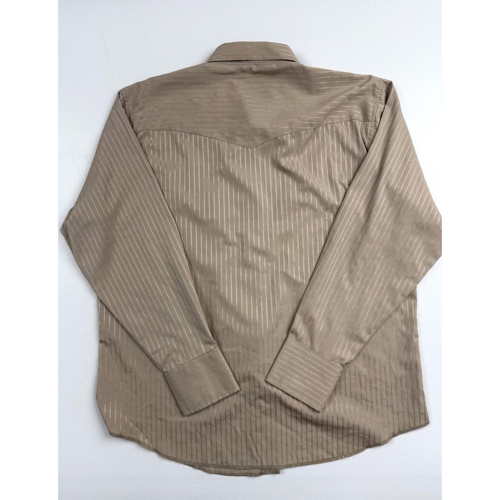 Wrangler Wrangler Shirt Mens XL Beige Stripe Long Sleeve Western Pearl Snap Casual Size US XL / EU 56 / 4 - 2 Thumbnail