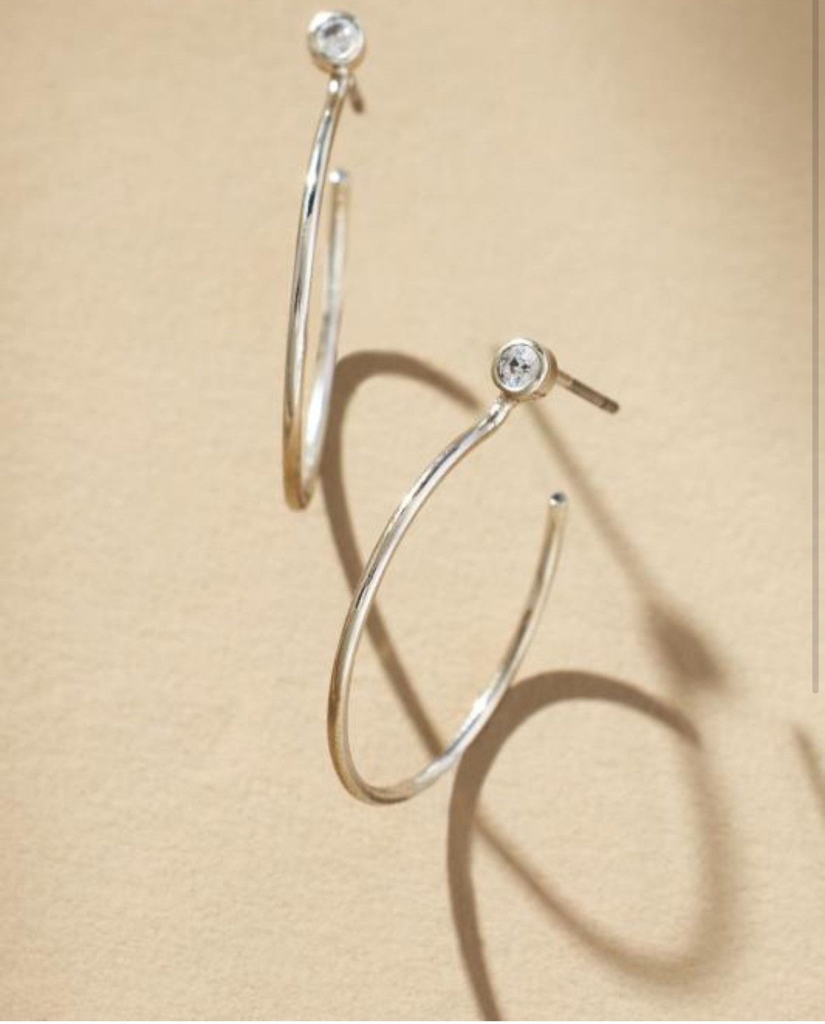 Anthropologie Small Anthropologie silver Thin Hoop Earrings Size ONE SIZE - 2 Thumbnail