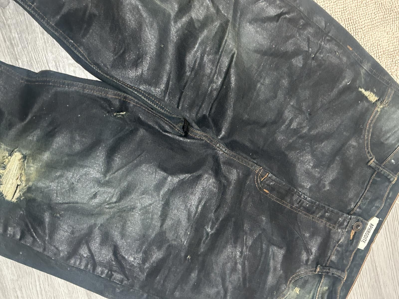 Other Vintage Blue and Green Darkwash Waxed Denim - Slim Fit Size US 31 - 3 Thumbnail