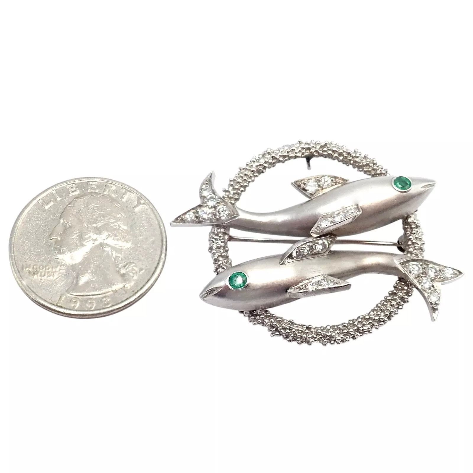 Cartier Cartier White Gold Platinum Diamond Emerald Zodiac Brooch Size ONE SIZE - 3 Thumbnail