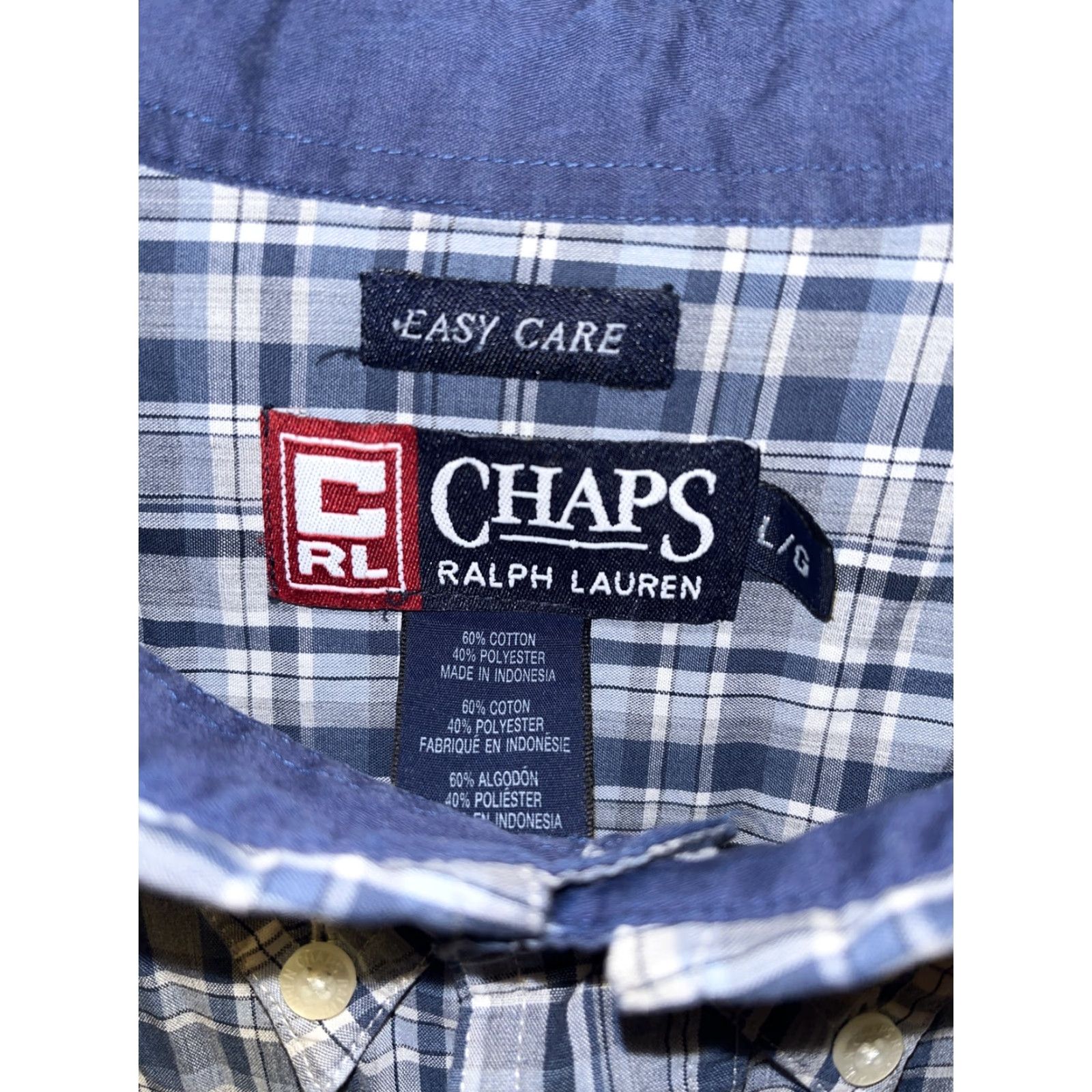 Chaps VINTAGE Ralph Lauren Chaps Shirt Mens L Blue White Plaid Long Sleeve Button-Up Casual Fall Winter Size US L / EU 52-54 / 3 - 4 Thumbnail