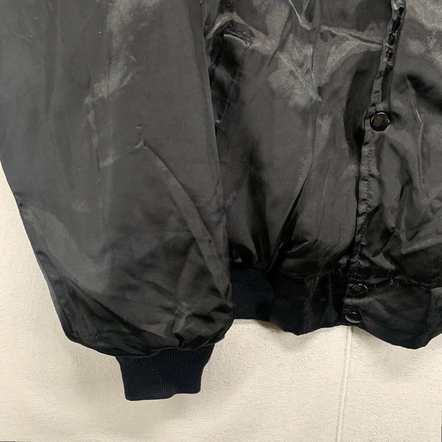 Vintage VINTAGE West Ark Jacket Mens L Black Satin Nylon Solid Band Button Snap Lightweight Breathable USA 80s 90s Hip Hop Size US L / EU 52-54 / 3 - 7 Thumbnail