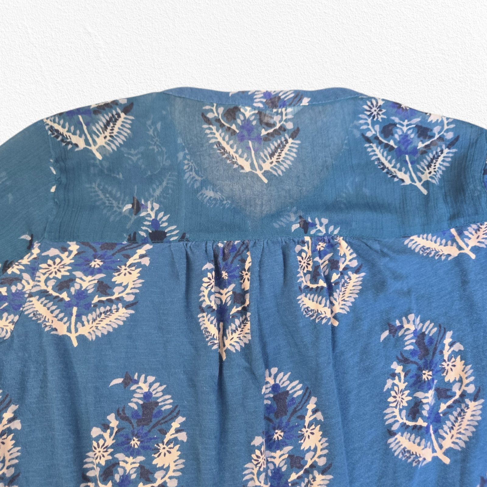 Lucky Brand Y2K Lucky Brand Teal Floral Peasant Blouse Size Small Size S / US 4 / IT 40 - 11 Thumbnail