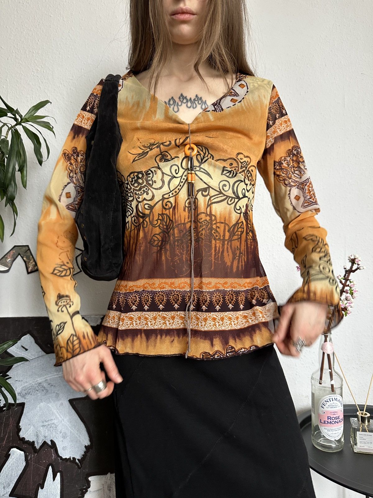 Vintage Paisley Floral Printed Blouse Bell Sleeves Bohemian Top y2k Size S / US 4 / IT 40 - 1 Thumbnail