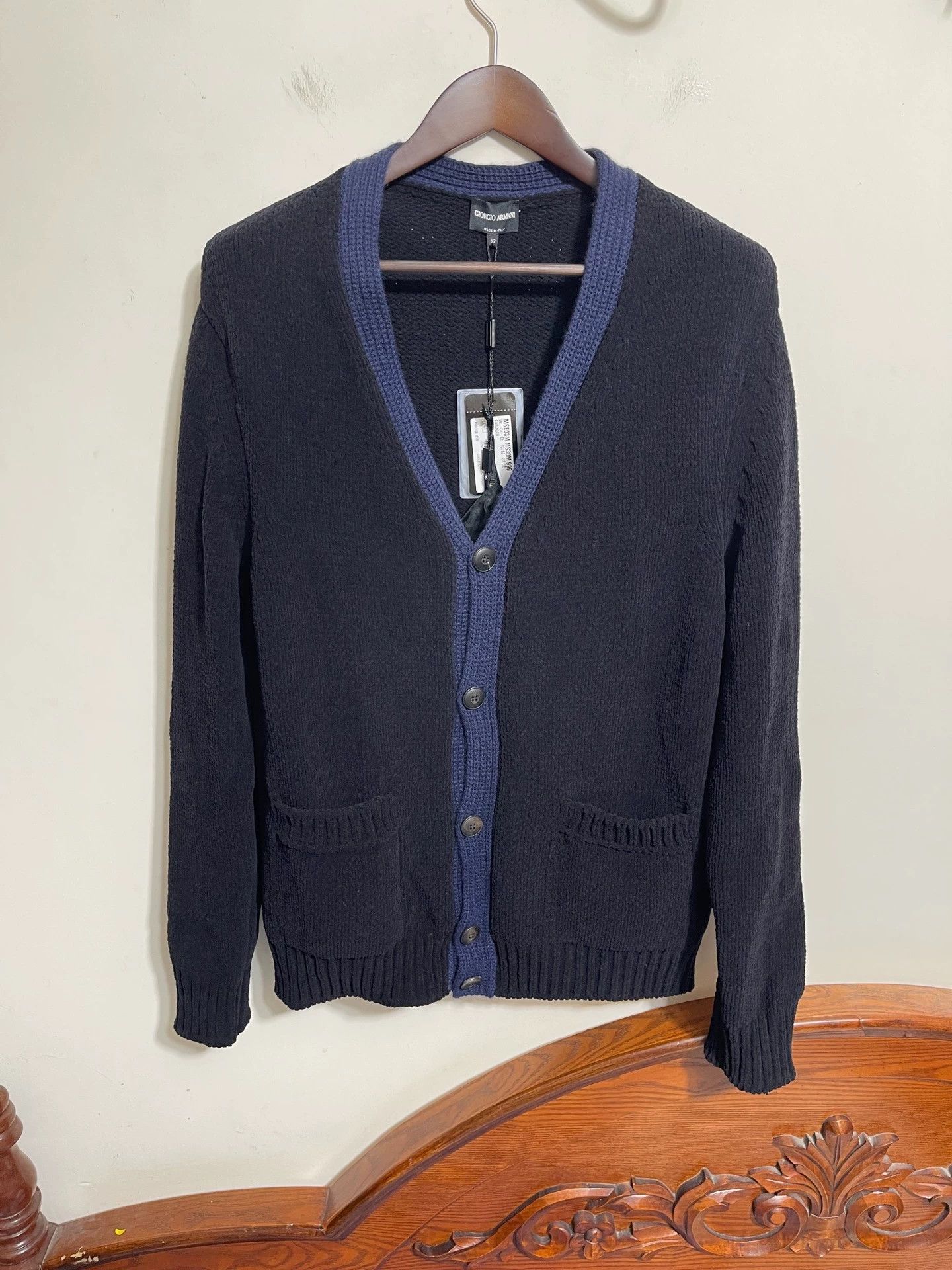 Giorgio Armani Giorgio Armani Slim Fit Blue Cardigan 52 Size US L / EU 52-54 / 3 - 1 Thumbnail