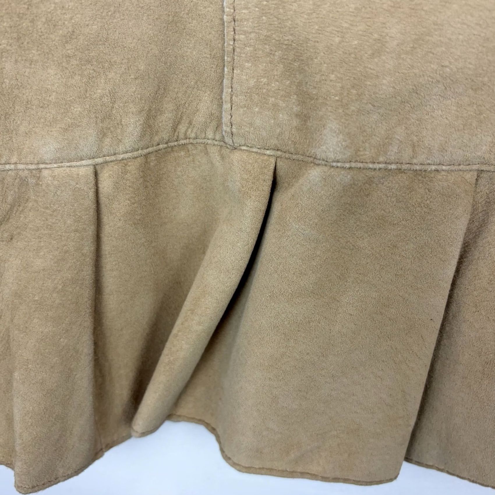 Vintage Yvonne & Marie Suede Leather Jacket Womens M Beige Ruffle Open Basic Jacket CapSule Read Size M / US 6-8 / IT 42-44 - 6 Thumbnail