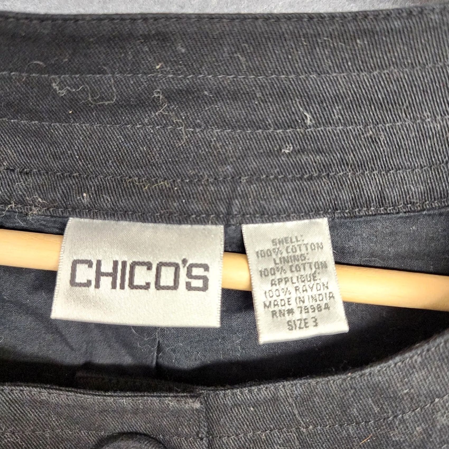 Vintage Chico's Jacket Womens XL Black Beige Textured Animal Print Button Front Size XL / US 12-14 / IT 48-50 - 3 Thumbnail