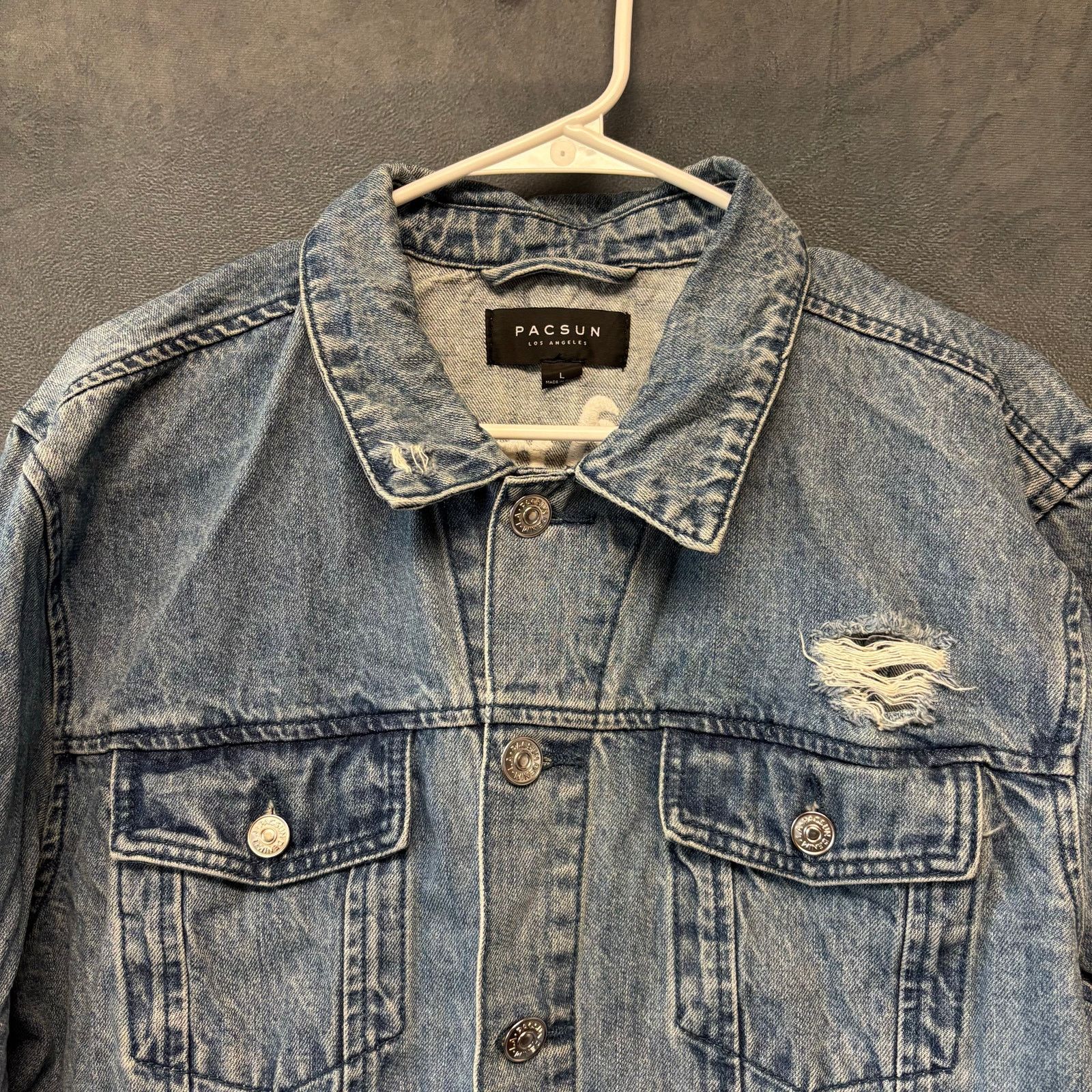 & Other Stories Pac Sun Denim Jacket Los Angeles Roses Embroidered Distress Size L / US 10 / IT 46 - 6 Thumbnail