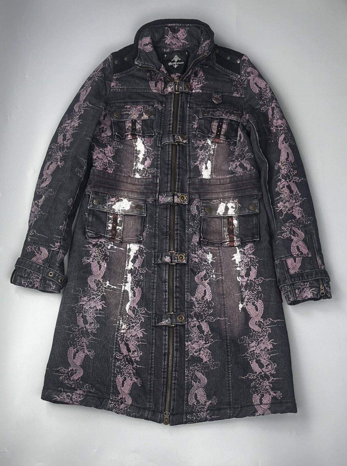 image of Vintage Ozz Croce Dragon Coat Jacket Japanese Style in Black, Women's (Size Medium)