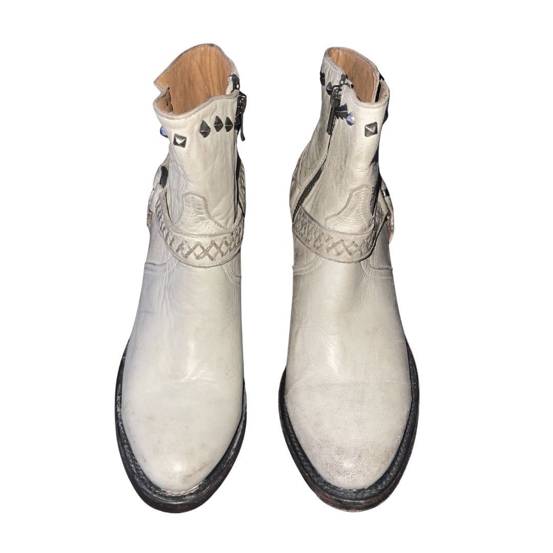 Lucchese Ani Distressed Harness Western Ankle Stud Cowgirl Bootie 7 Size US 7 / IT 37 - 5 Thumbnail