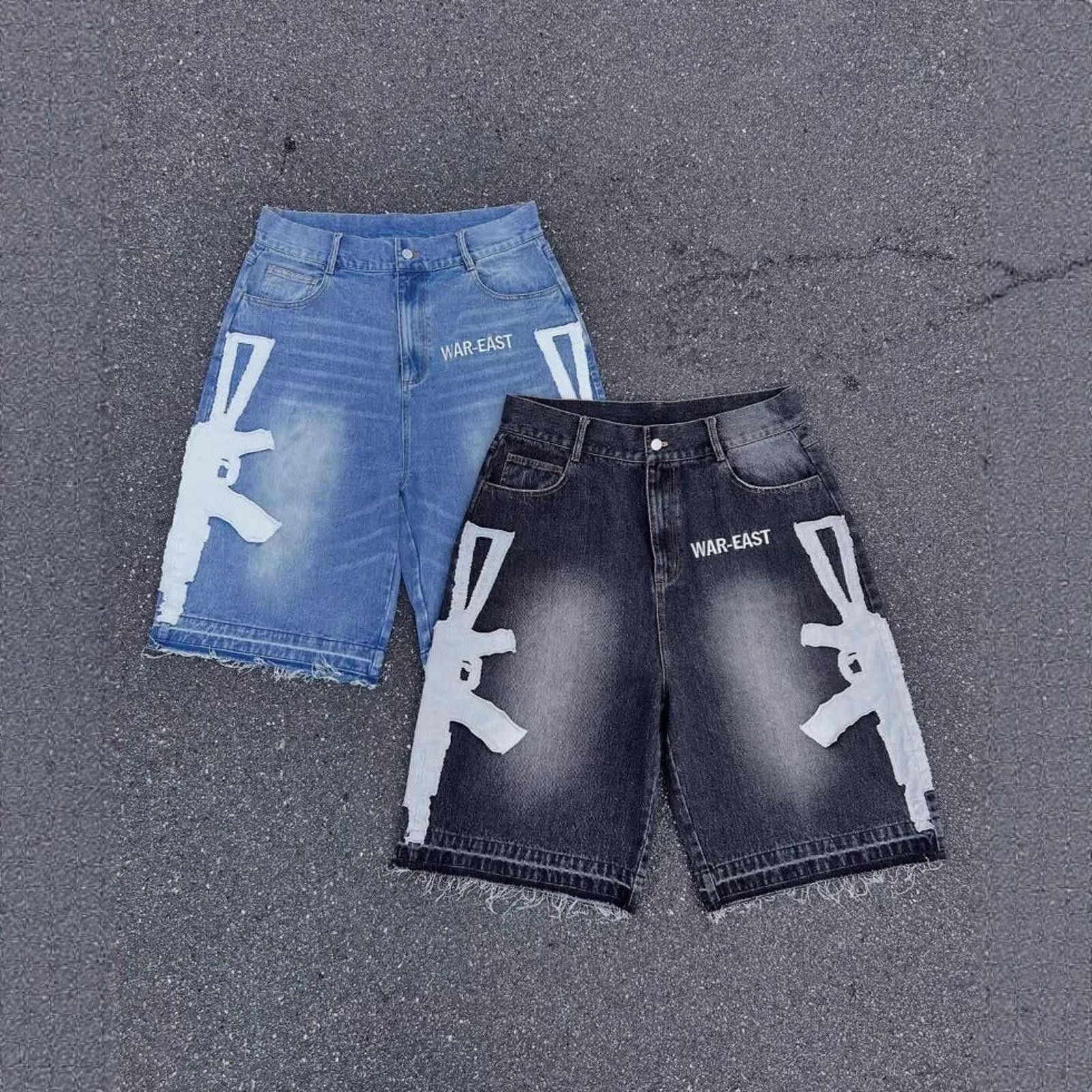 Jean Rifle-Patch Washed Denim Shorts | Rifle Patch Jean Size US 32 / EU 48 - 1 Thumbnail