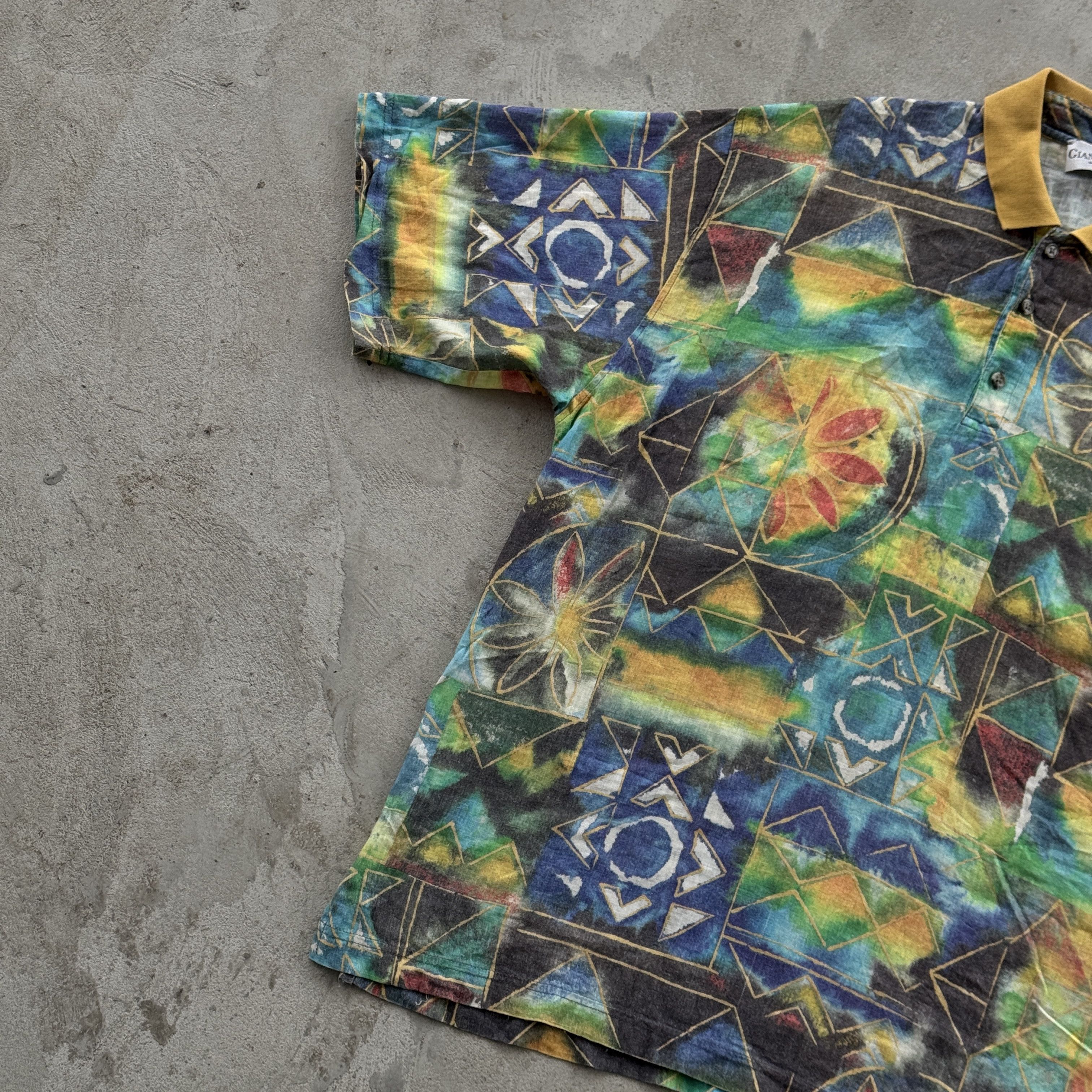 Vintage Vintage Gianni Bugli Milano Geometric Festival Polo Shirt Size US L / EU 52-54 / 3 - 3 Thumbnail
