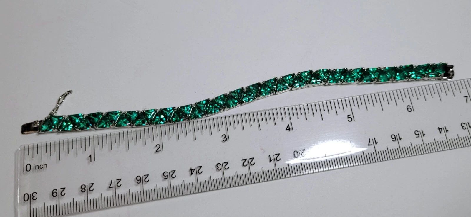 Sterling Silver Sterling Silver Tennis Bracelet 6.5" Green Silver Size ONE SIZE - 4 Thumbnail
