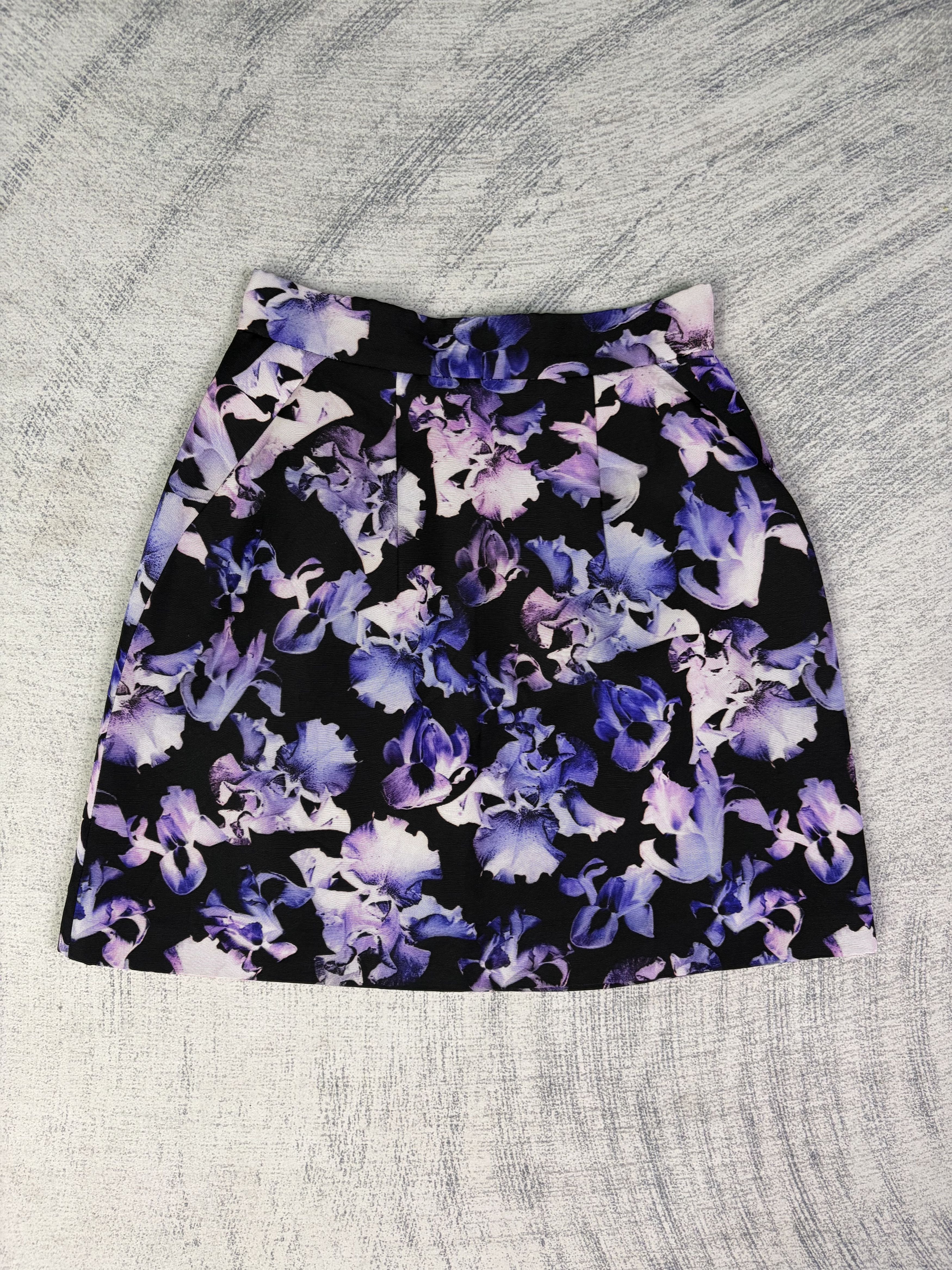 McQ Alexander McQueen Alexander McQueen Purple Size 40 Floral Skirt Made in Italy Size 26" / US 2 / IT 38 - 1 Thumbnail