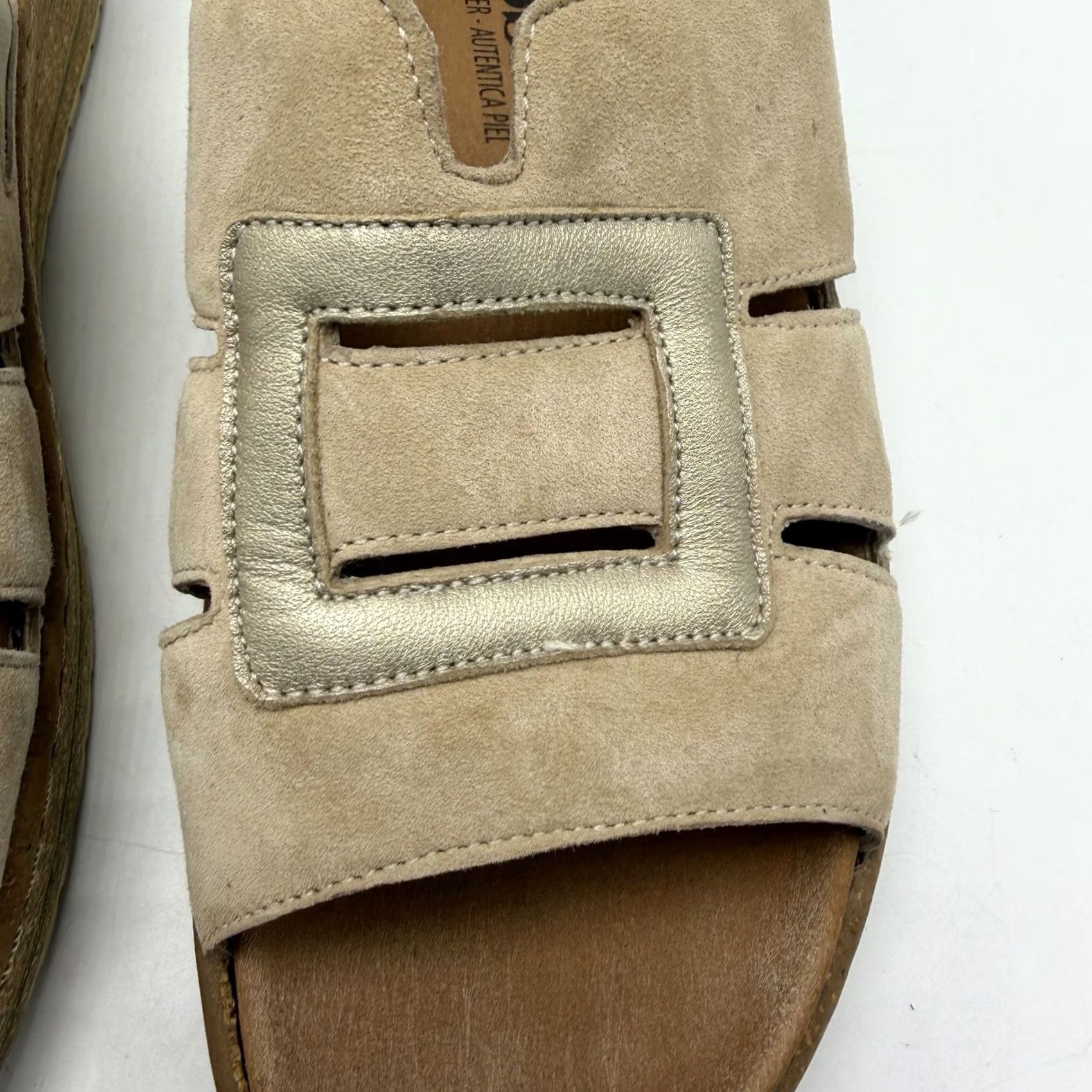 Mephisto Mephisto Helen Sandals Romee Slide Womens 8 Beige White Leather Slip On Comfort Casual Travel Size US 8 / IT 38 - 5 Thumbnail