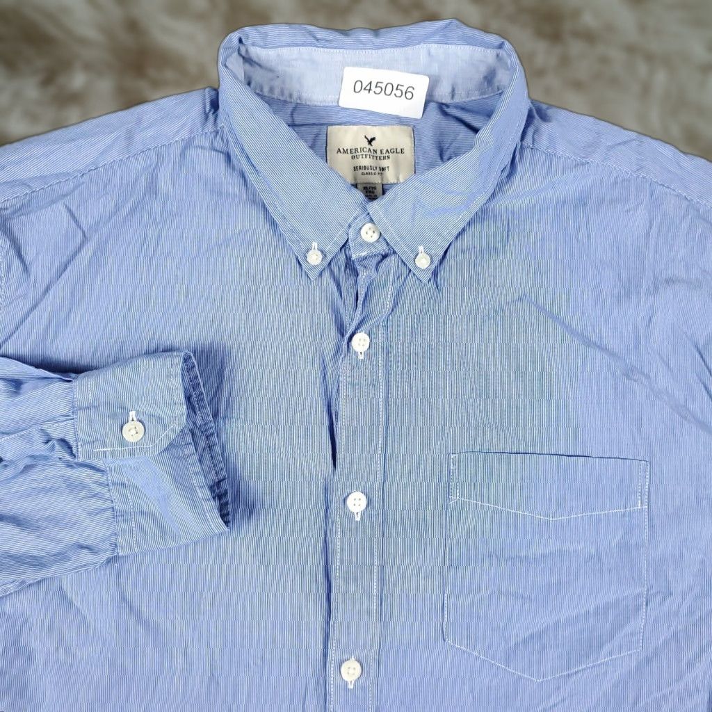 American Eagle Outfitters American Eagle Outfitters Shirt Men XL Blue Plaid Long Sleeve Button-Up Cotton Casual Mens Size US XL / EU 56 / 4 - 1 Thumbnail