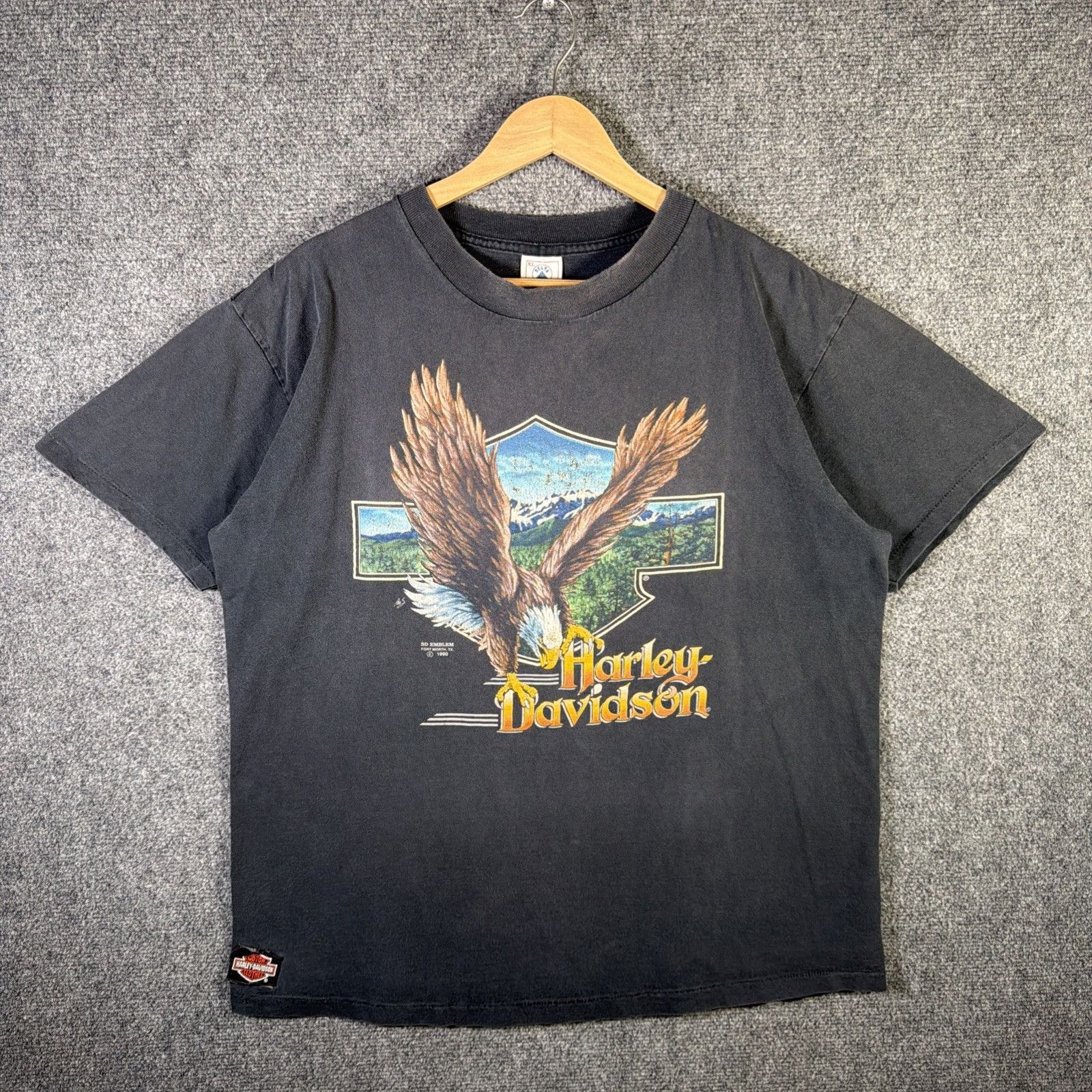 Harley Davidson Vintage Harley Davidson Shirt XL Black 90s 3D Emblem Eagle Size US XL / EU 56 / 4 - 1 Thumbnail