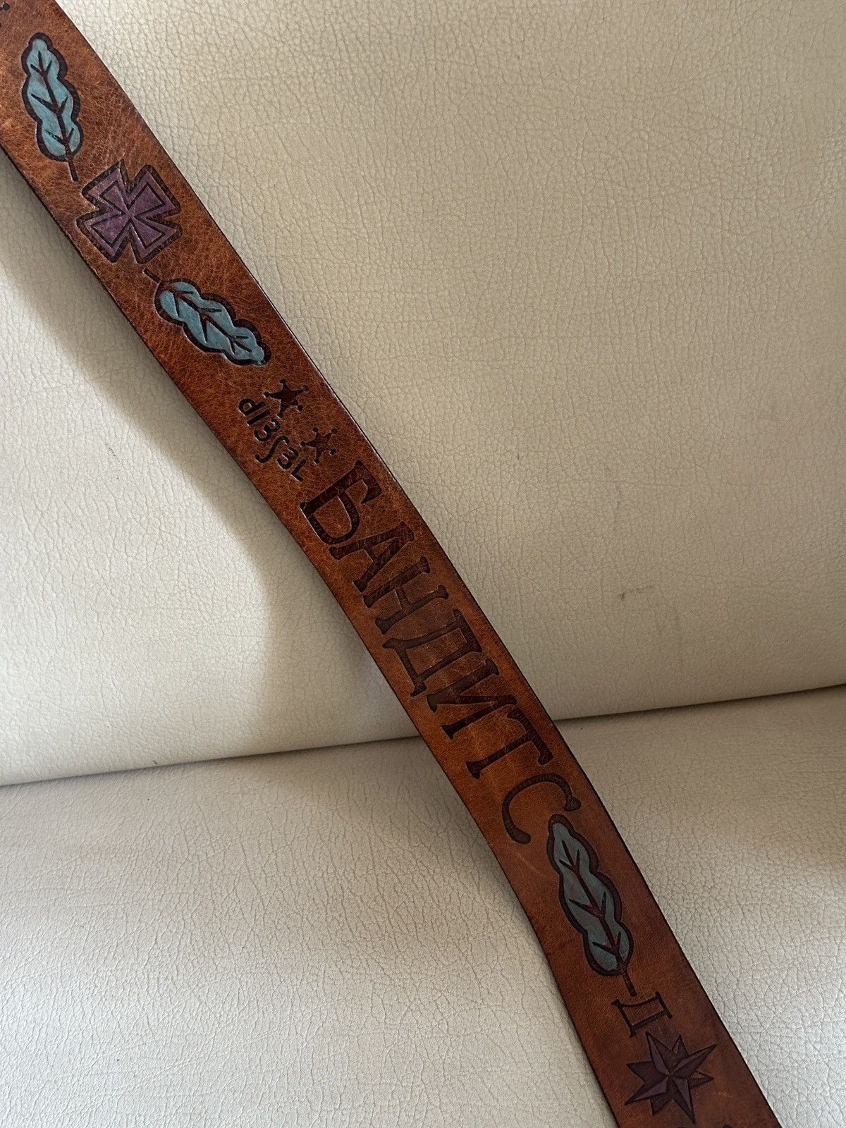 2000s Diesel Western Chic Brown Leather Belt