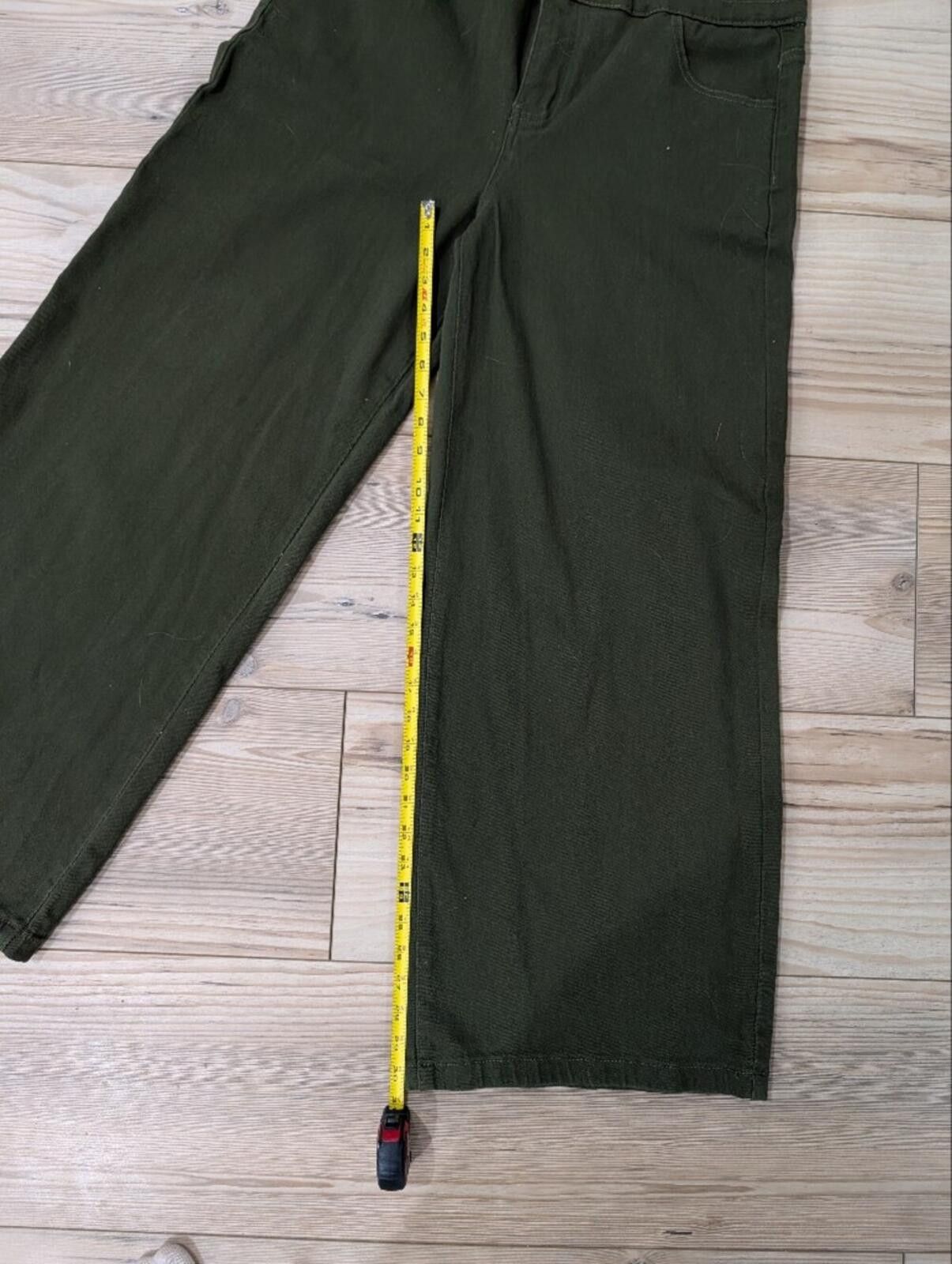 Other Wide Leg High-Waist Pants in Olive Green Size 40" / US 18 - 4 Thumbnail