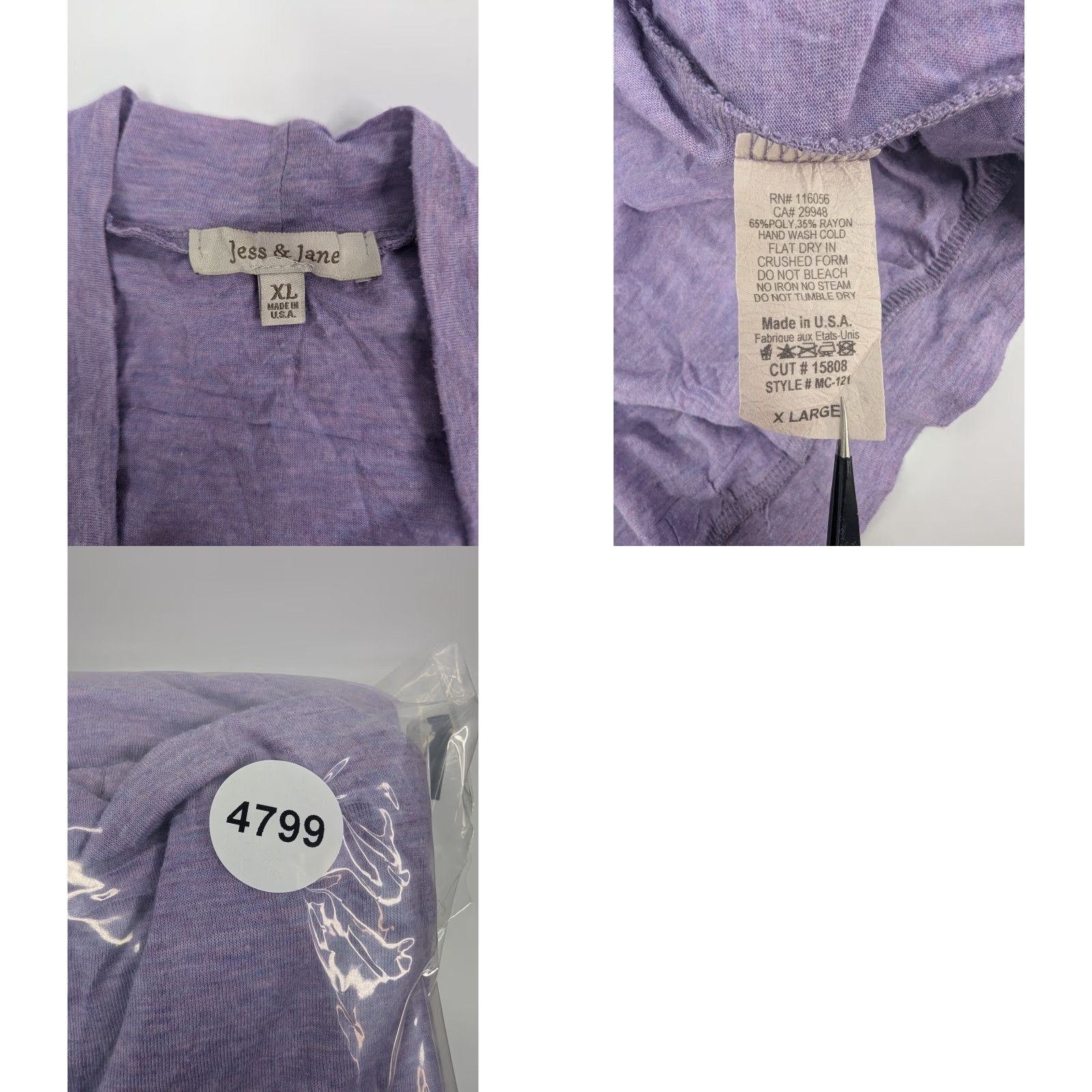 Vintage Jess & Jane Women's Cardigan XL Floral Daisy Purple Open Front Lightweight Size XL / US 12-14 / IT 48-50 - 8 Thumbnail