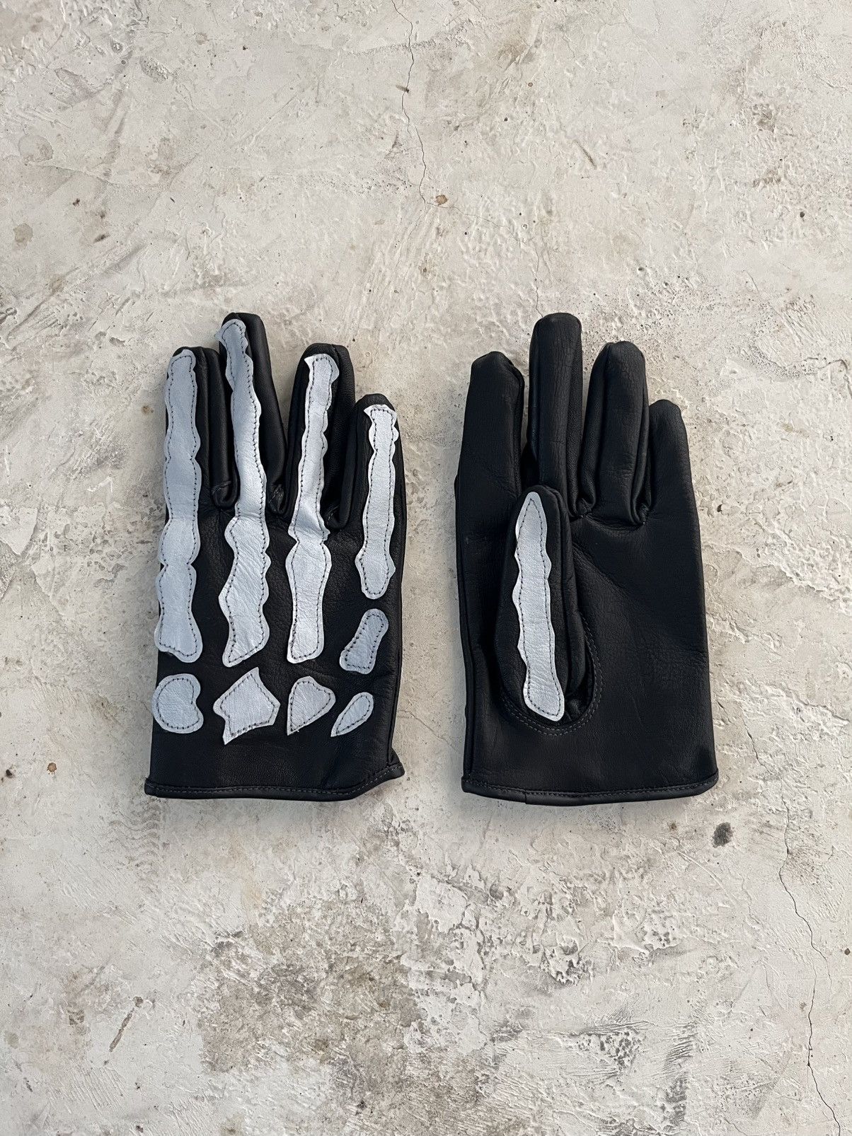 Vintage Leather Skull Skeleton Glove Size ONE SIZE - 3 Thumbnail