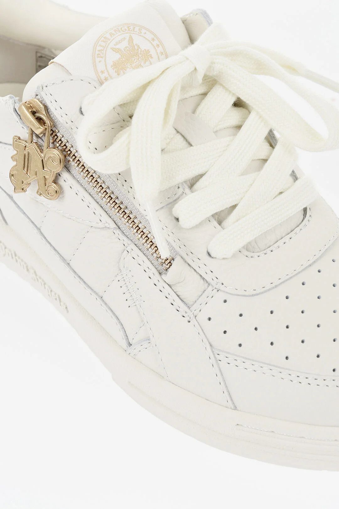Palm Angels og1mm0326 Hammered Leather Low-Top Sneakers in White Size US 7 / IT 37 - 2 Thumbnail