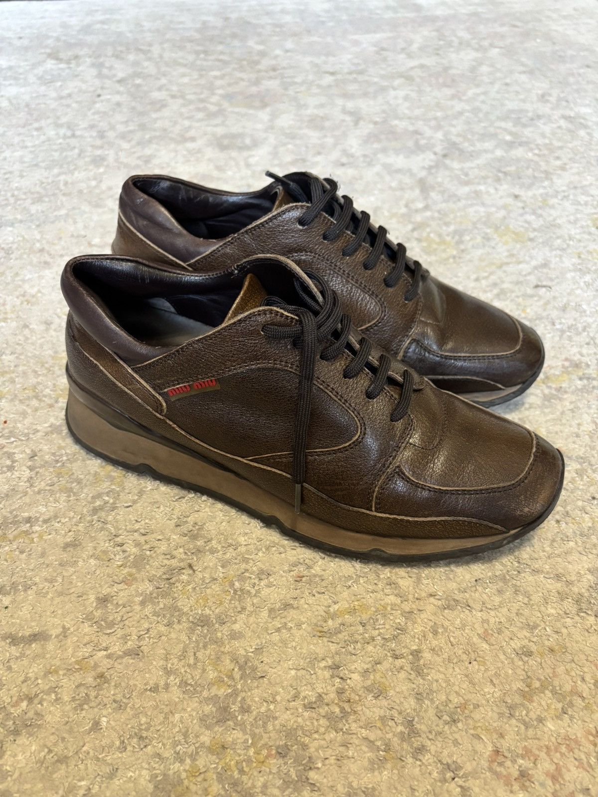 Miu Miu Miu Miu 90s Leather Runners Size US 5.5 / EU 38 - 1 Thumbnail