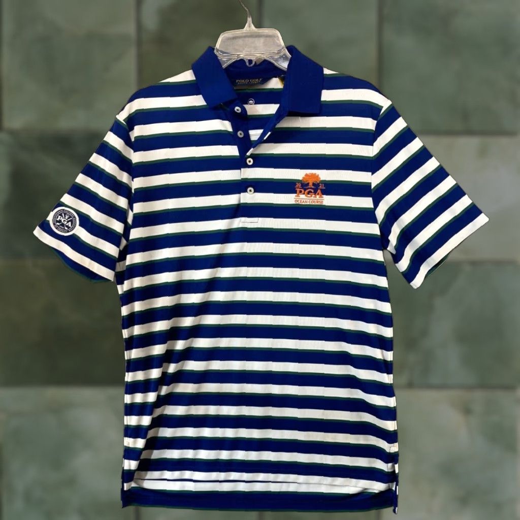 Ralph Lauren Polo Golf Polo Shirt Polo Golf Blue Striped Shirt M Adult Mens 2021 Golf Classic Sports Size US M / EU 48-50 / 2 - 1 Thumbnail