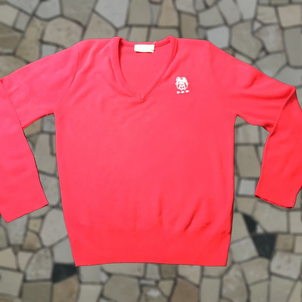 Vintage VINTAGE gottschalks Red Men’s V Neck Sweater L Long Sleeve Pullover Casual 1990s Fresno State Mens Size US L / EU 52-54 / 3 - 1 Thumbnail
