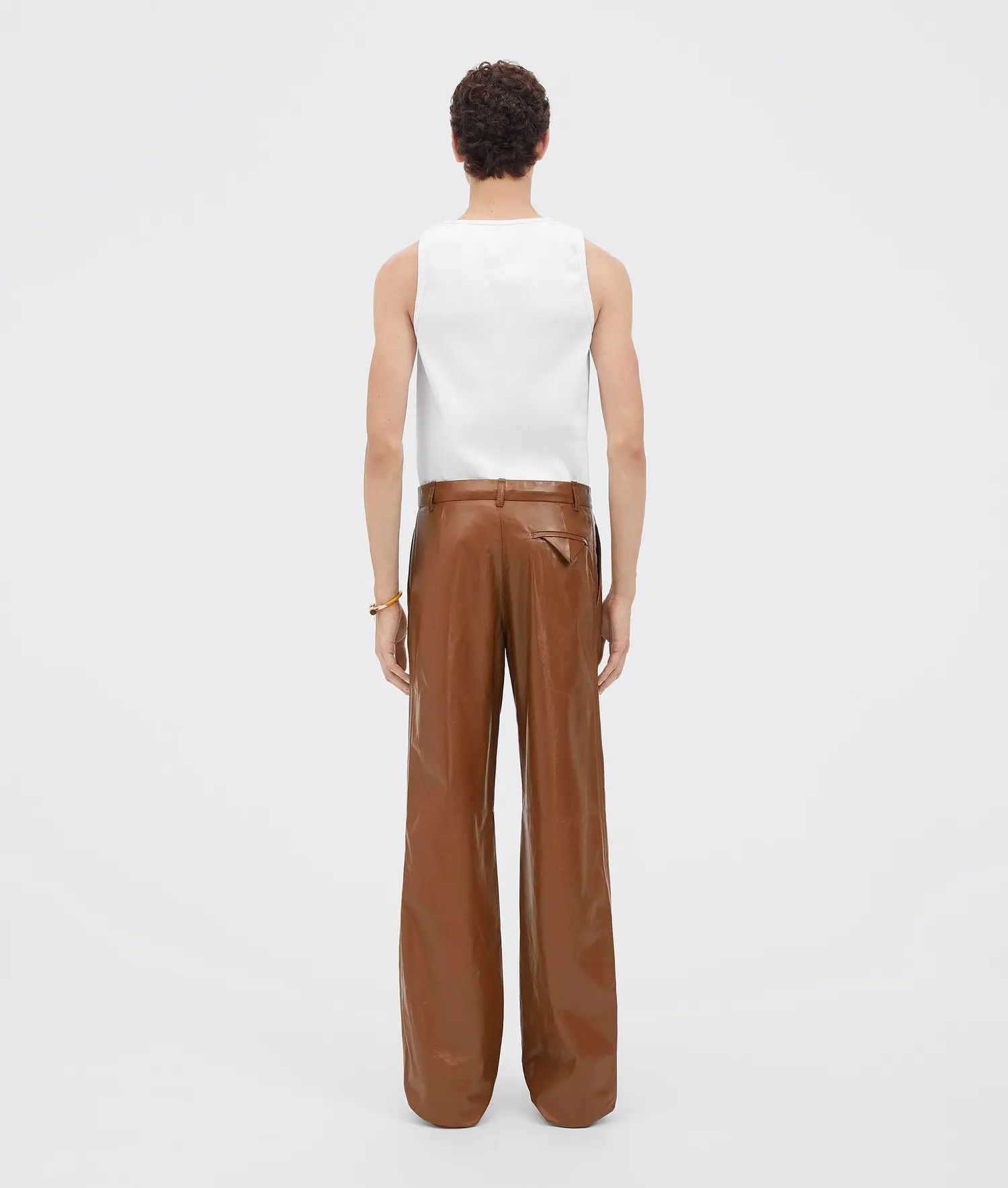 Bottega Veneta o1loc1c0325 716101 Straight Leg Shiny Leather Trouser Brown Size US 36 / EU 52 - 3 Thumbnail