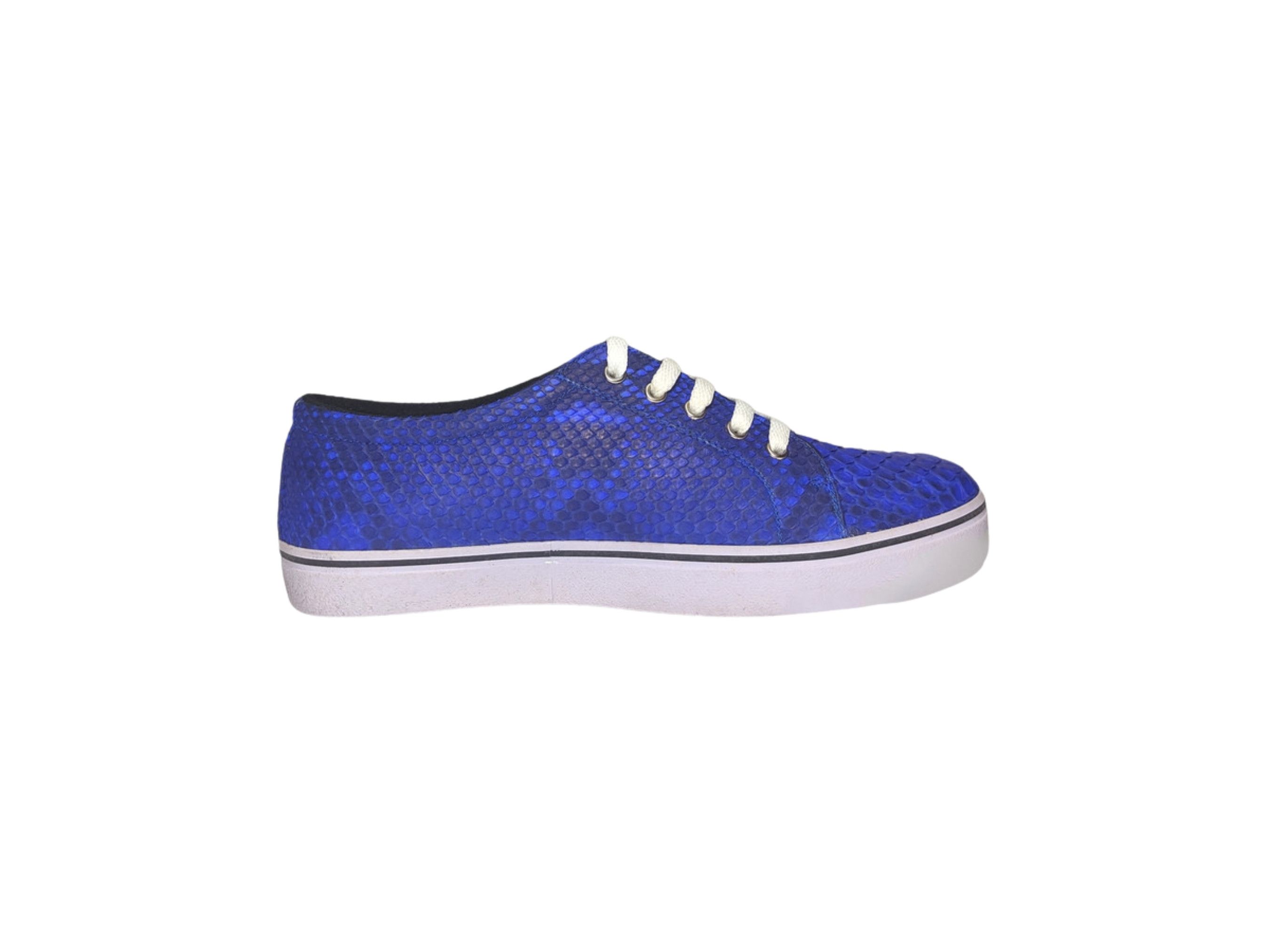 Handmade Blue Snakeskin Casual Sneakers Size US 7 / EU 40 - 1 Thumbnail