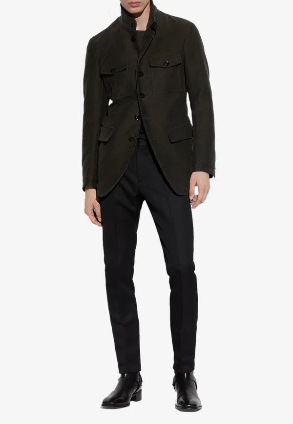 Tom Ford o1w1db10125 OJM001 Buttoned Military Jacket in Black Size US XL / EU 56 / 4 - 2 Thumbnail
