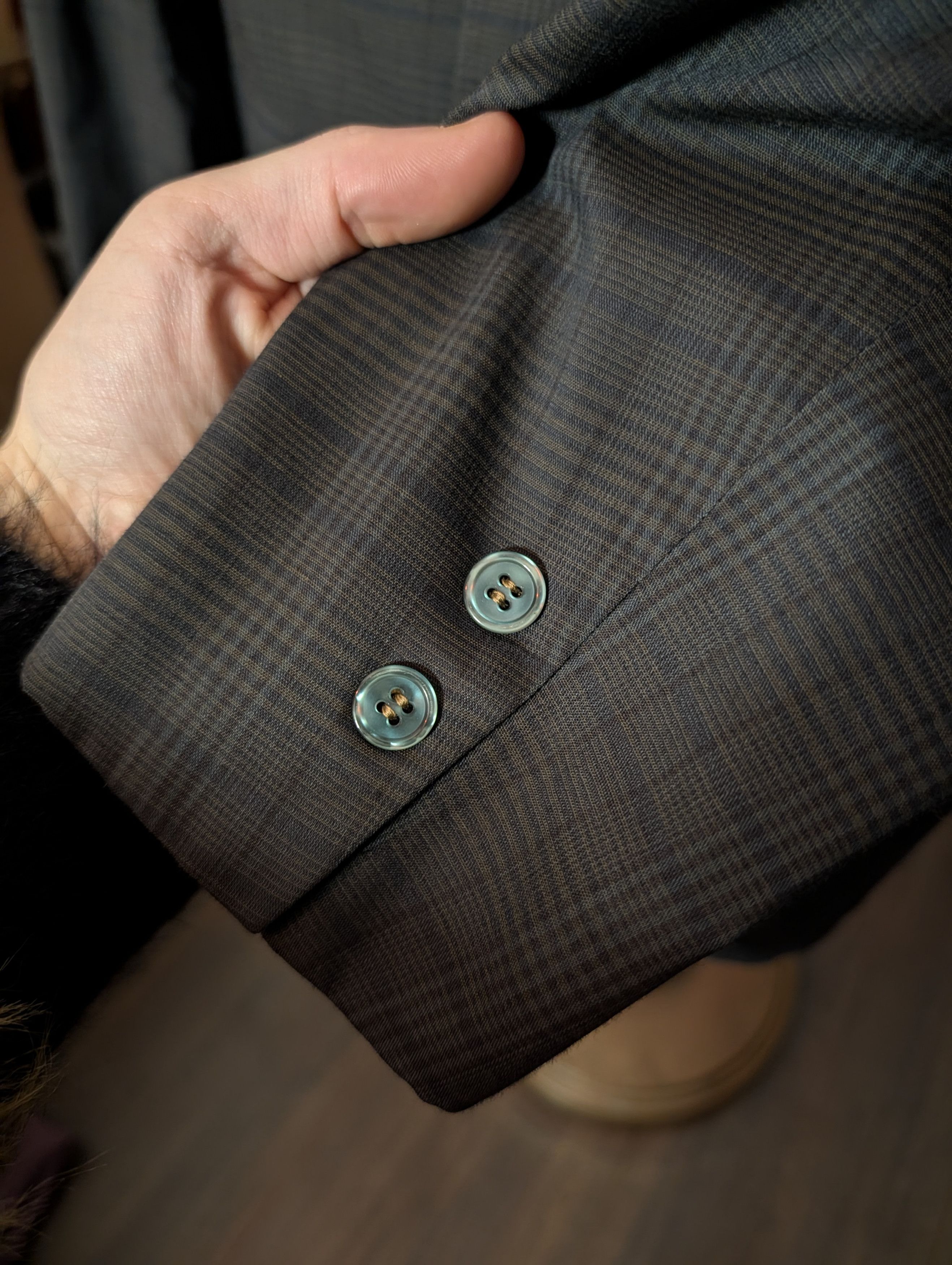 Vintage MAVEST vtg gray/green plaid MiUSA cotton sport coat Size 38S - 4 Thumbnail