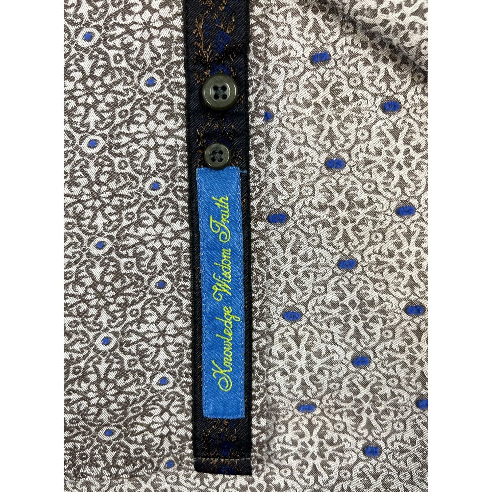 Robert Graham VINTAGE Robert Graham Button-Up Shirt Foulard Silk Trim Sz XL Mens Shirt Brown 100% Cotton Long Sleeve Collared Button-Up with Silk Trim Size US XL / EU 56 / 4 - 7 Thumbnail