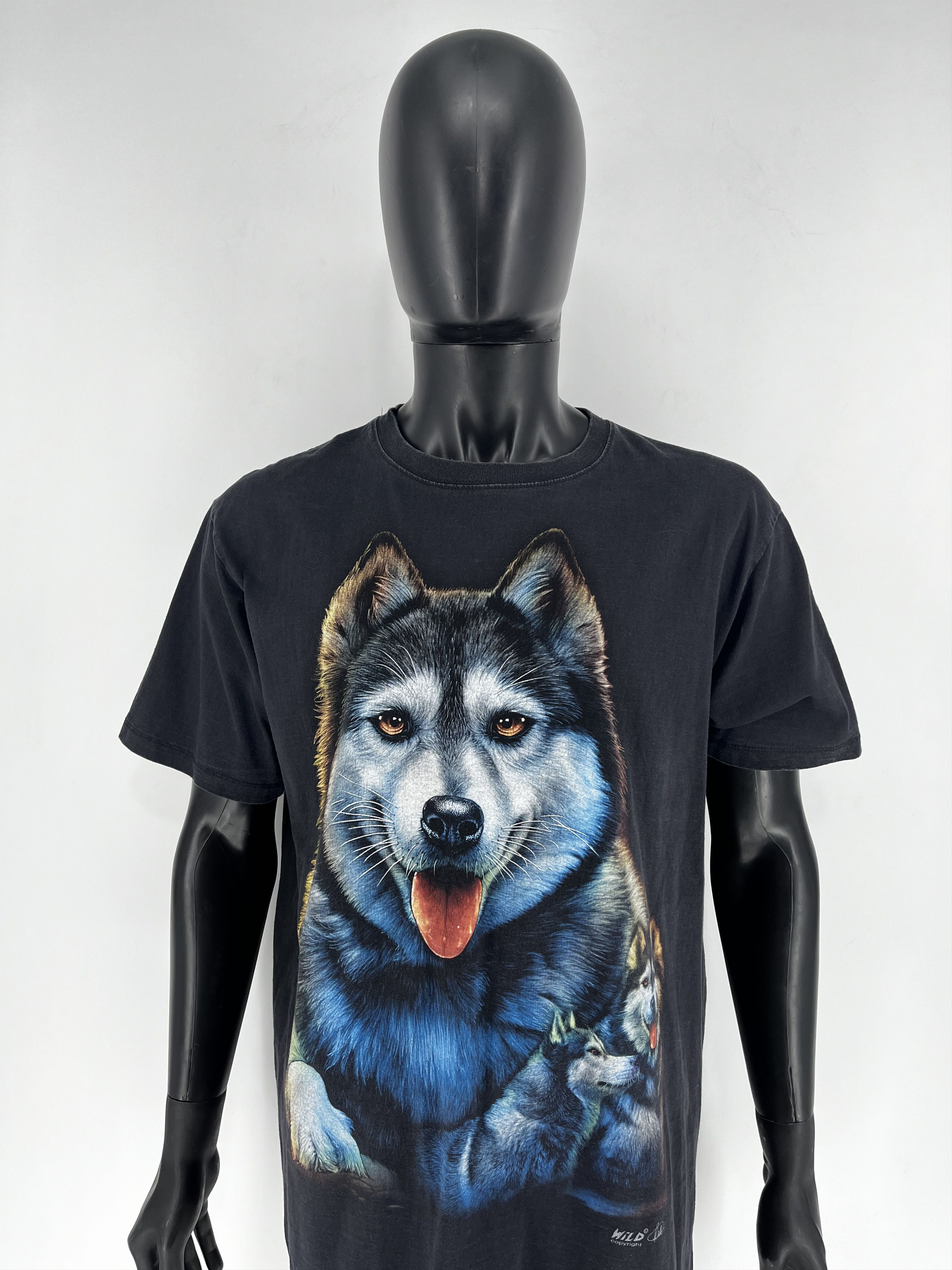 Vintage Vintage 90s Wolf Face Boxy Fit Tee Toys Rock Spiral XLize M Size US XL / EU 56 / 4 - 1 Thumbnail