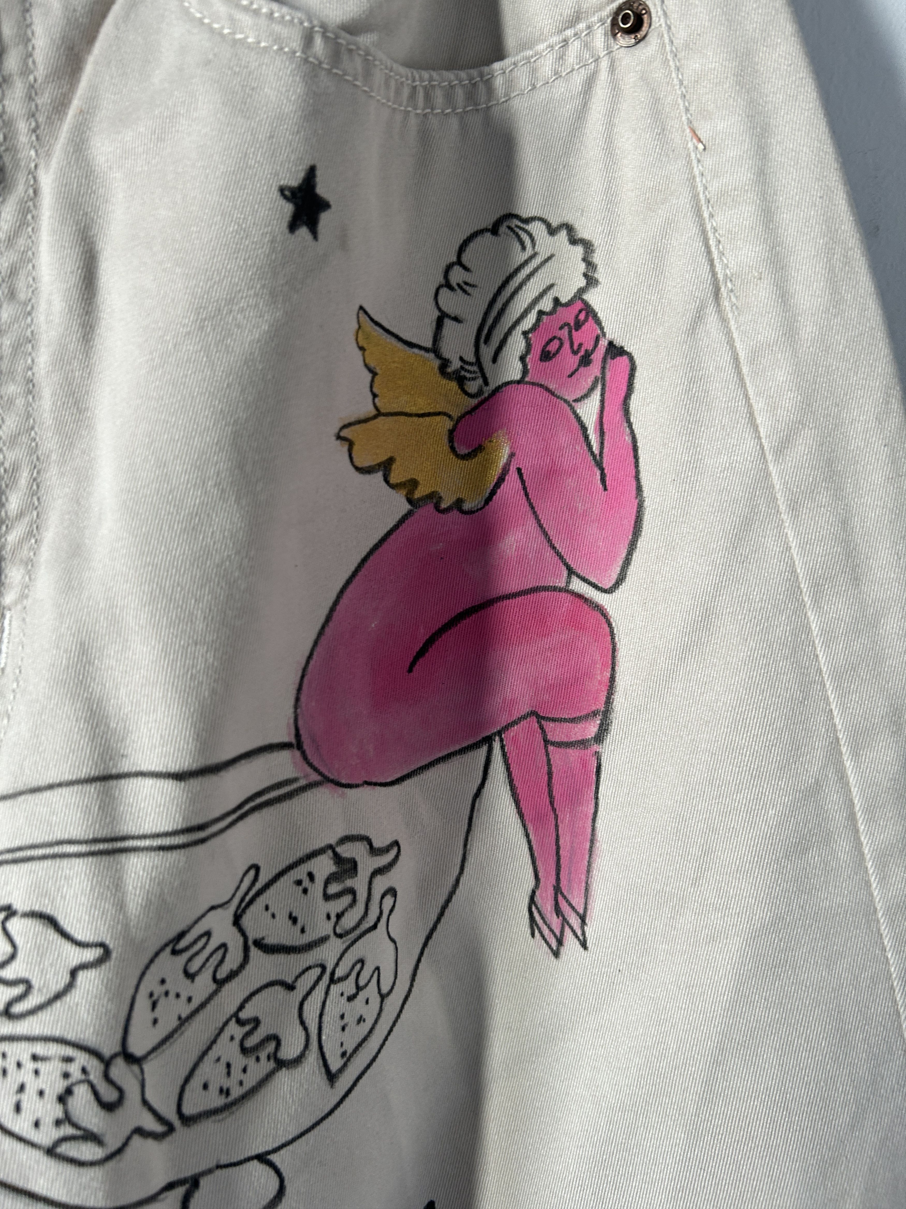 Custommade Hand-Painted Angels Cotton Trousers Size 30" / US 8 / IT 44 - 13 Thumbnail