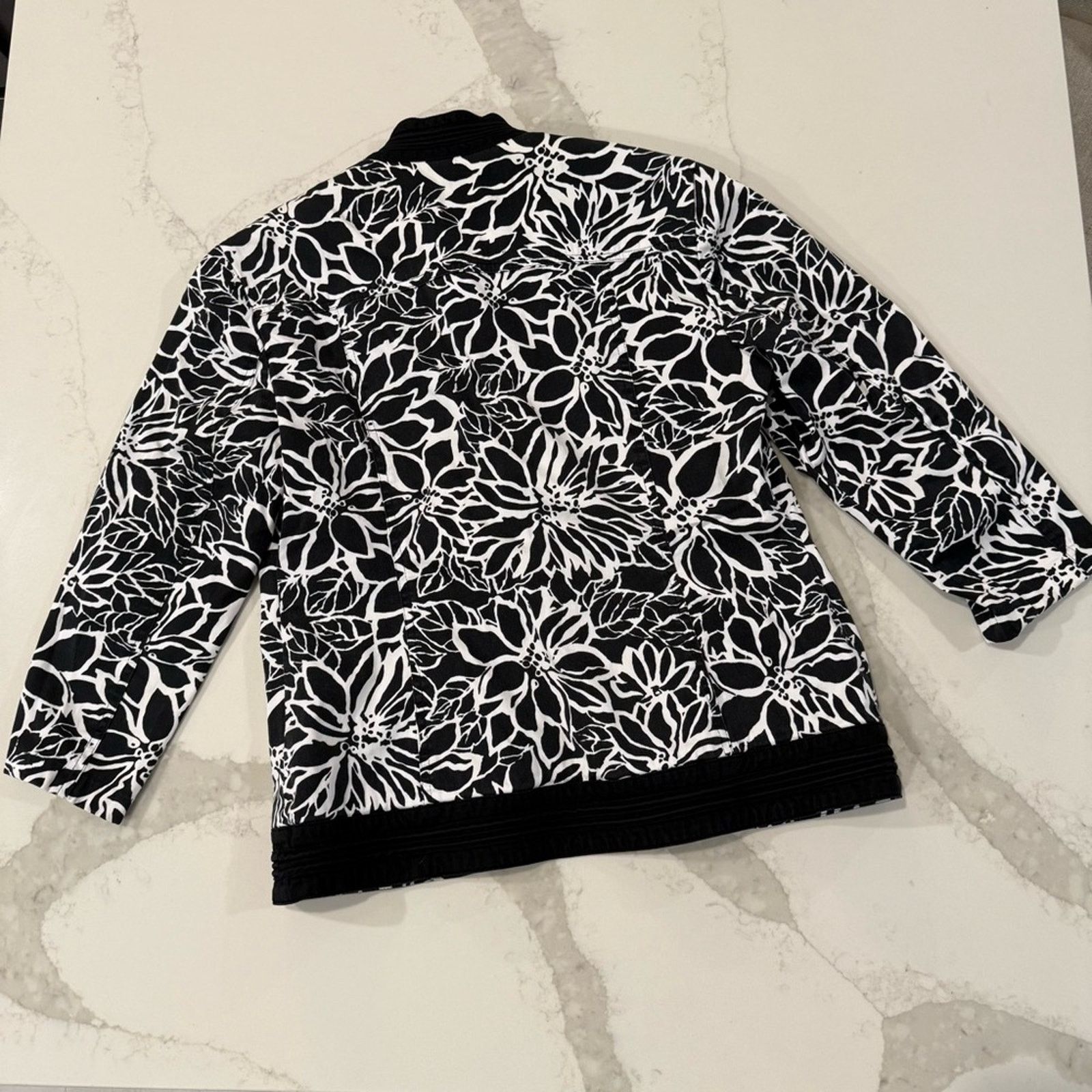 Chicos Chico's Floral Mandarin Collar Jacket Women's Medium Size M / US 6-8 / IT 42-44 - 7 Thumbnail