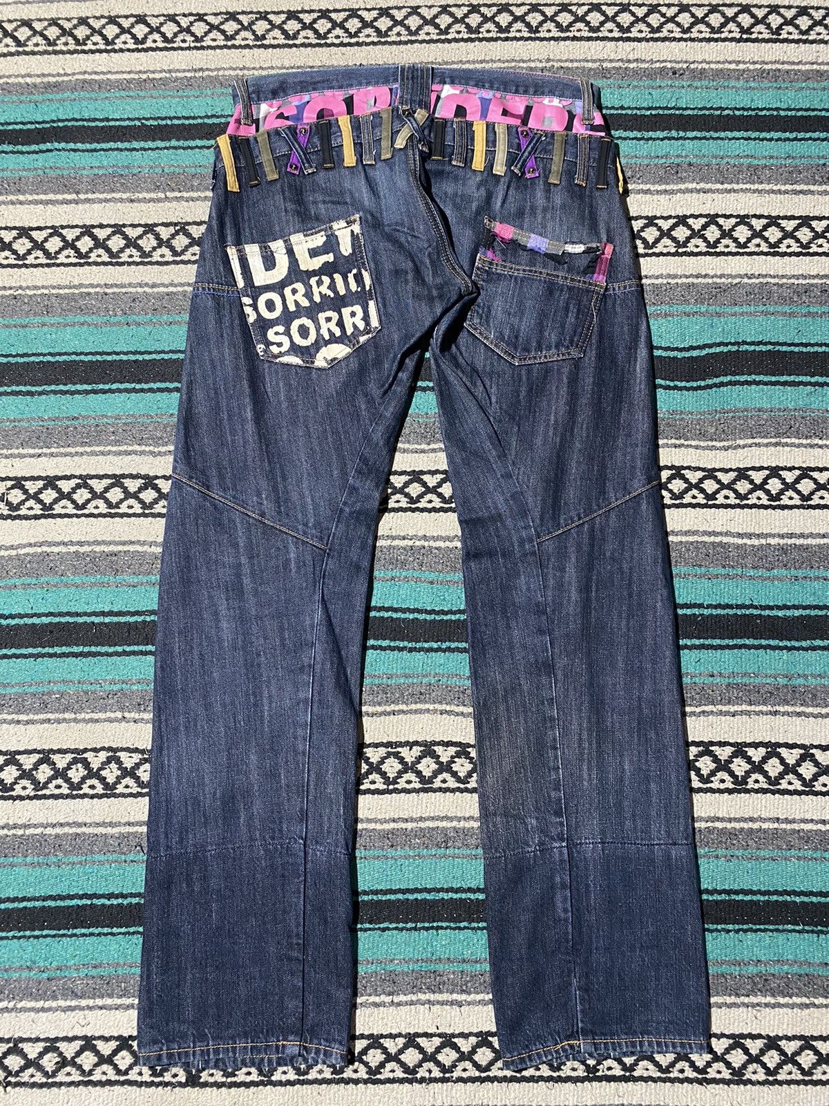 If Six Was Nine 2000s Sorridere - Double Waist Zebra Claws Faded Denim Jean Size US 32 / EU 48 - 5 Thumbnail