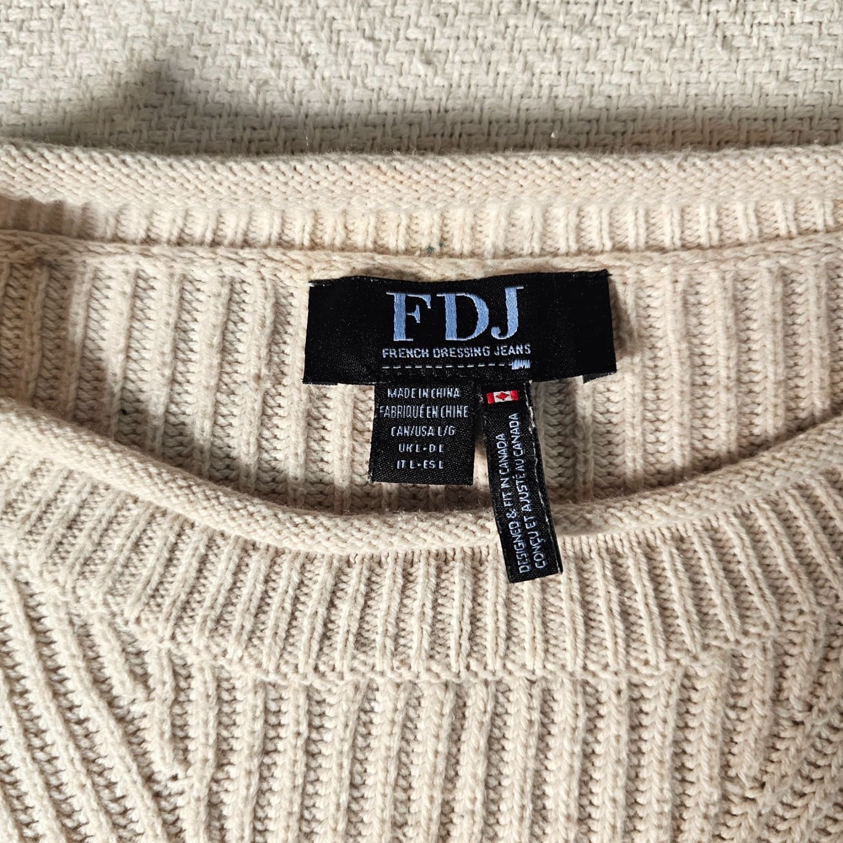 Vintage FDJ French Dressing Jeans Sweater Women L Knit Beige Round Neck Short Sleeve Pullover Classic Stretch Casual Size L / US 10 / IT 46 - 2 Thumbnail