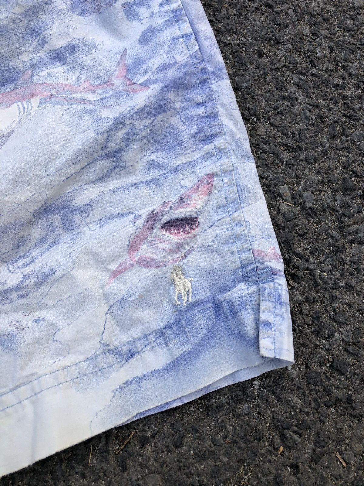 Polo Ralph Lauren Vintage Polo Sport Ralph Lauren Shark Print Swim Trunks Size US 32 / EU 48 - 4 Thumbnail