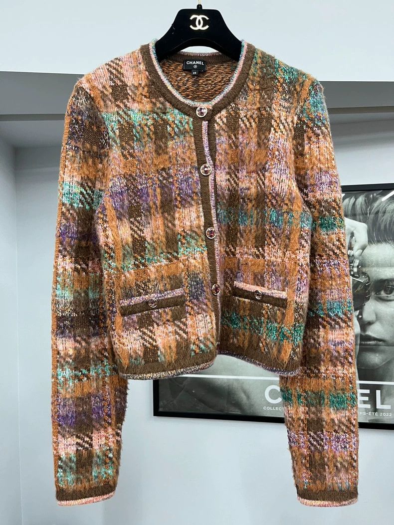 Chanel 22A colorful plaid cardigan jacket