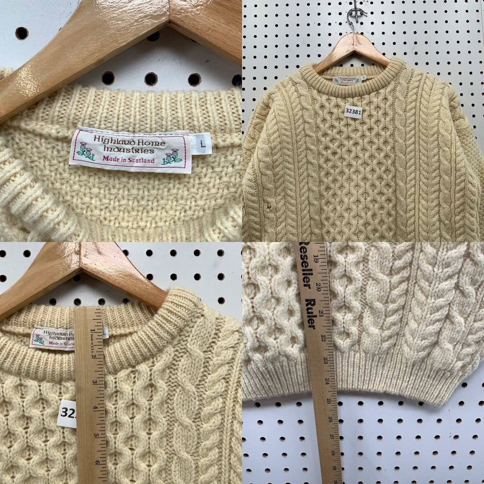 Highland 2000 Highland Home Industries VINTAGE Knit Sweater Womens L Wool Fisherman Beige 20x24.5 Size L / US 10 / IT 46 - 8 Thumbnail