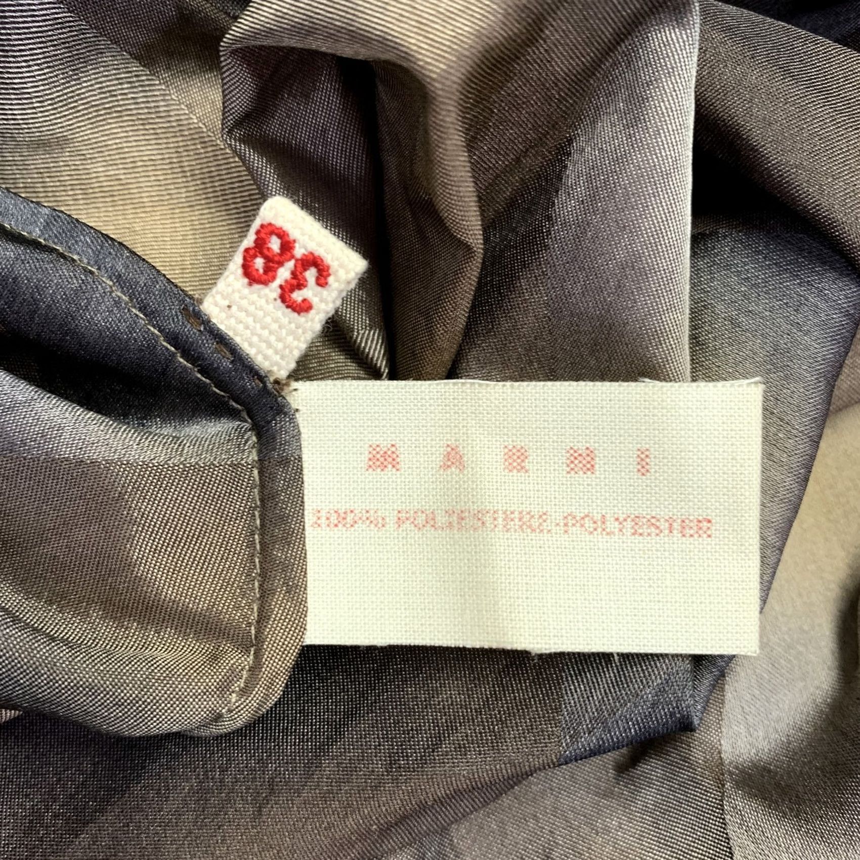 Marni MARNI Dress Brown Beige Polyester Taffeta Diamond 3/4 Sleeves Size 2 Womens Italy Size XS / US 0-2 / IT 36-38 - 7 Thumbnail