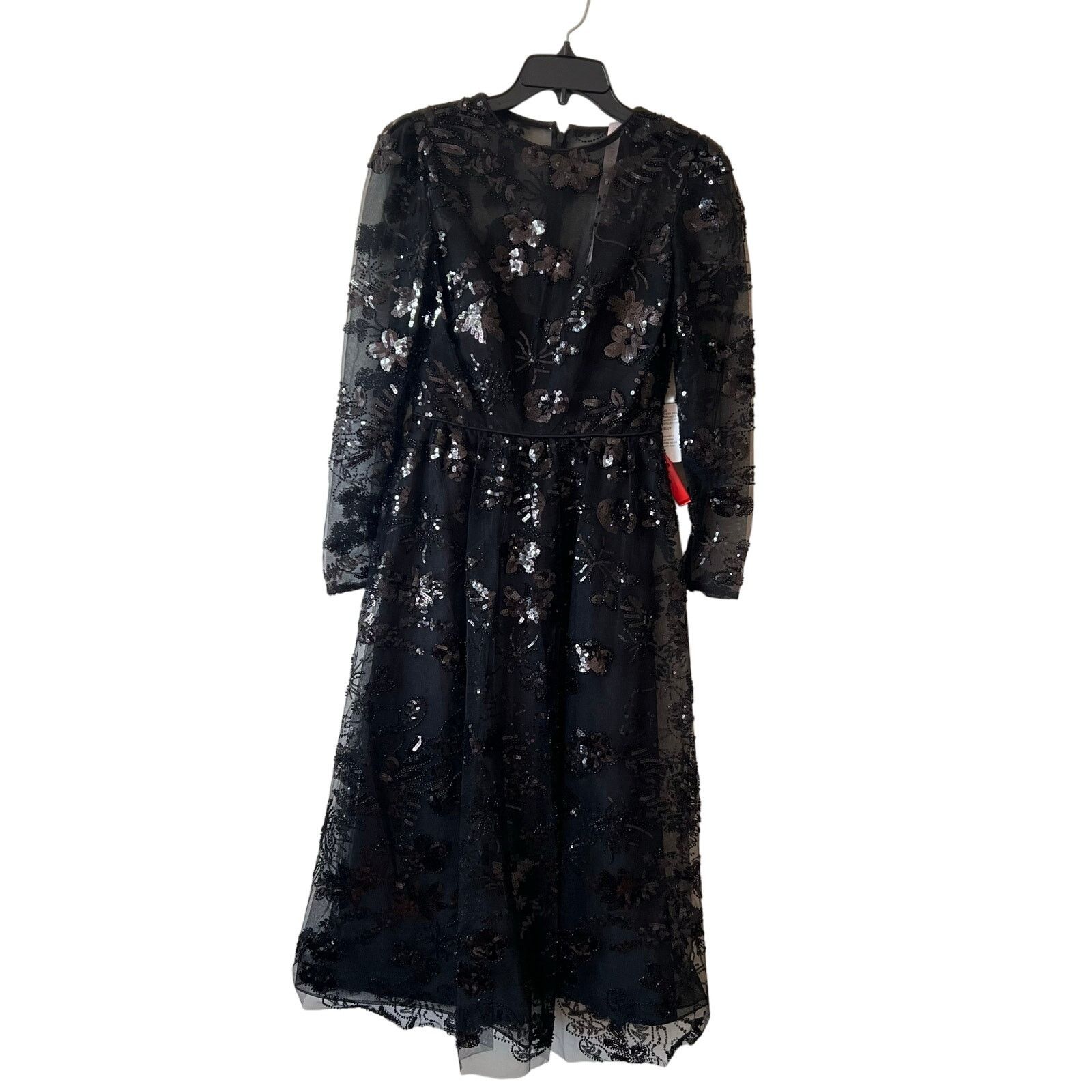 MACH & MACH Mac Duggal A-Line Midi Dress black sequin embellished size 2 Size XS / US 0-2 / IT 36-38 - 4 Thumbnail